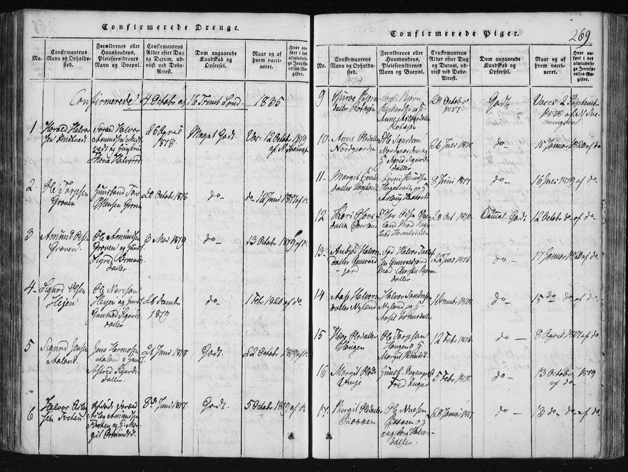 Vinje kirkebøker, SAKO/A-312/F/Fa/L0003: Parish register (official) no. I 3, 1814-1843, p. 269