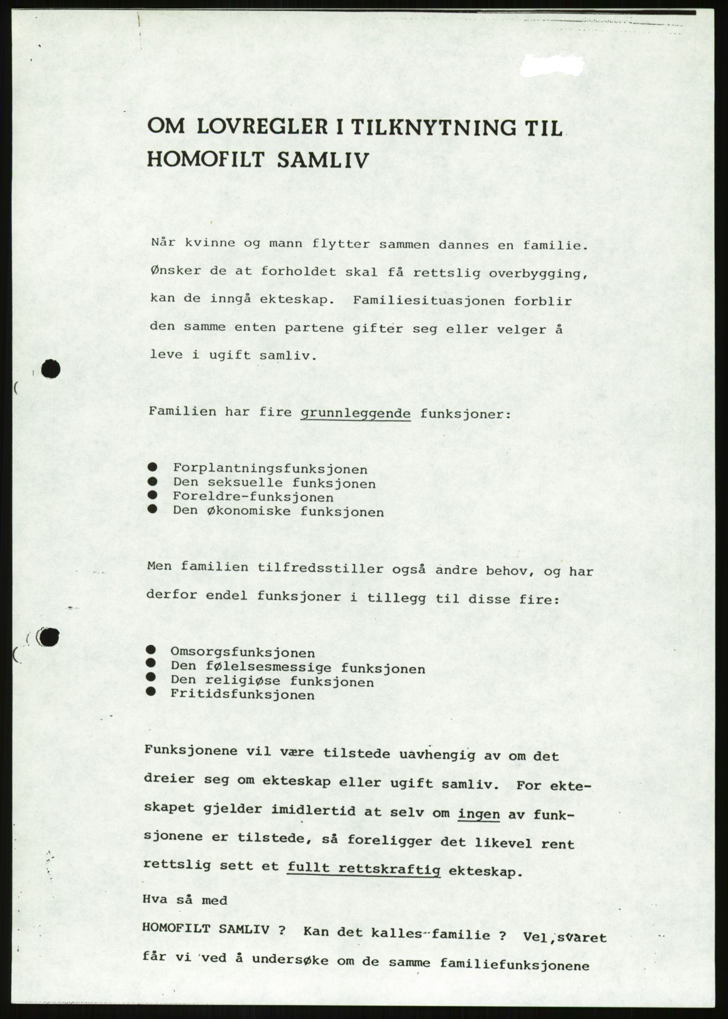 Det Norske Forbundet av 1948/Landsforeningen for Lesbisk og Homofil Frigjøring, AV/RA-PA-1216/D/Da/L0002: Partnerskapsloven, 1984-1993, p. 1321