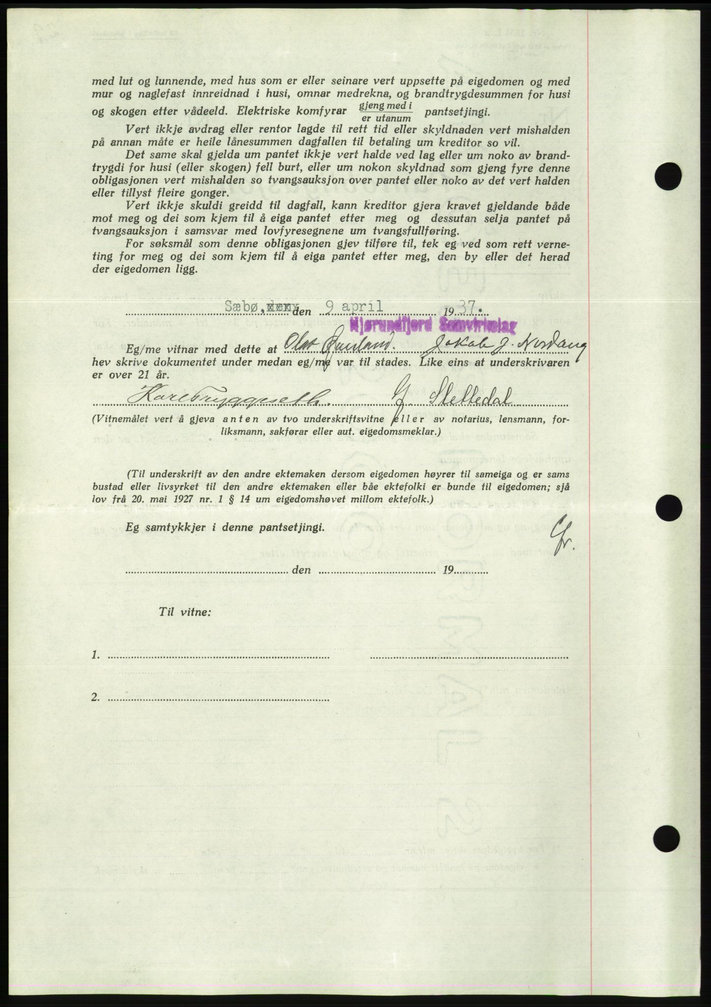 Søre Sunnmøre sorenskriveri, AV/SAT-A-4122/1/2/2C/L0065: Mortgage book no. 59, 1938-1938, Diary no: : 258/1938