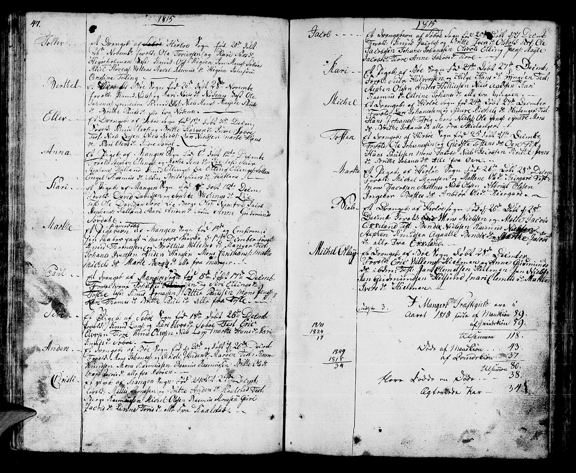 Manger sokneprestembete, AV/SAB-A-76801/H/Haa: Parish register (official) no. A 2, 1792-1815, p. 143