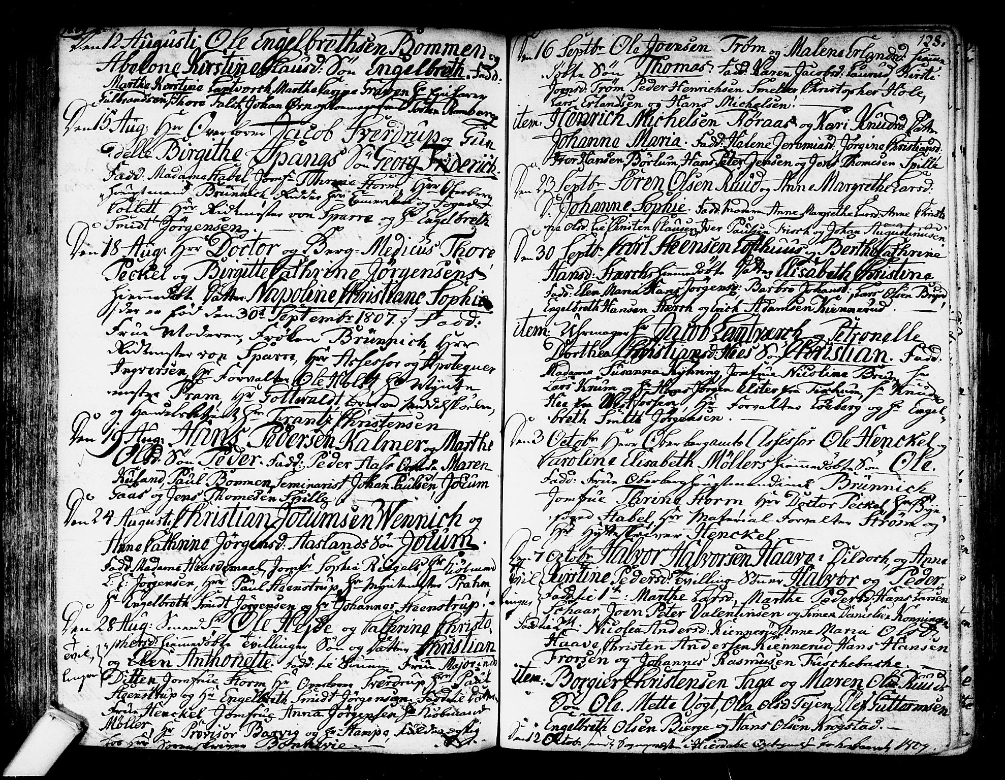 Kongsberg kirkebøker, SAKO/A-22/F/Fa/L0007: Parish register (official) no. I 7, 1795-1816, p. 128