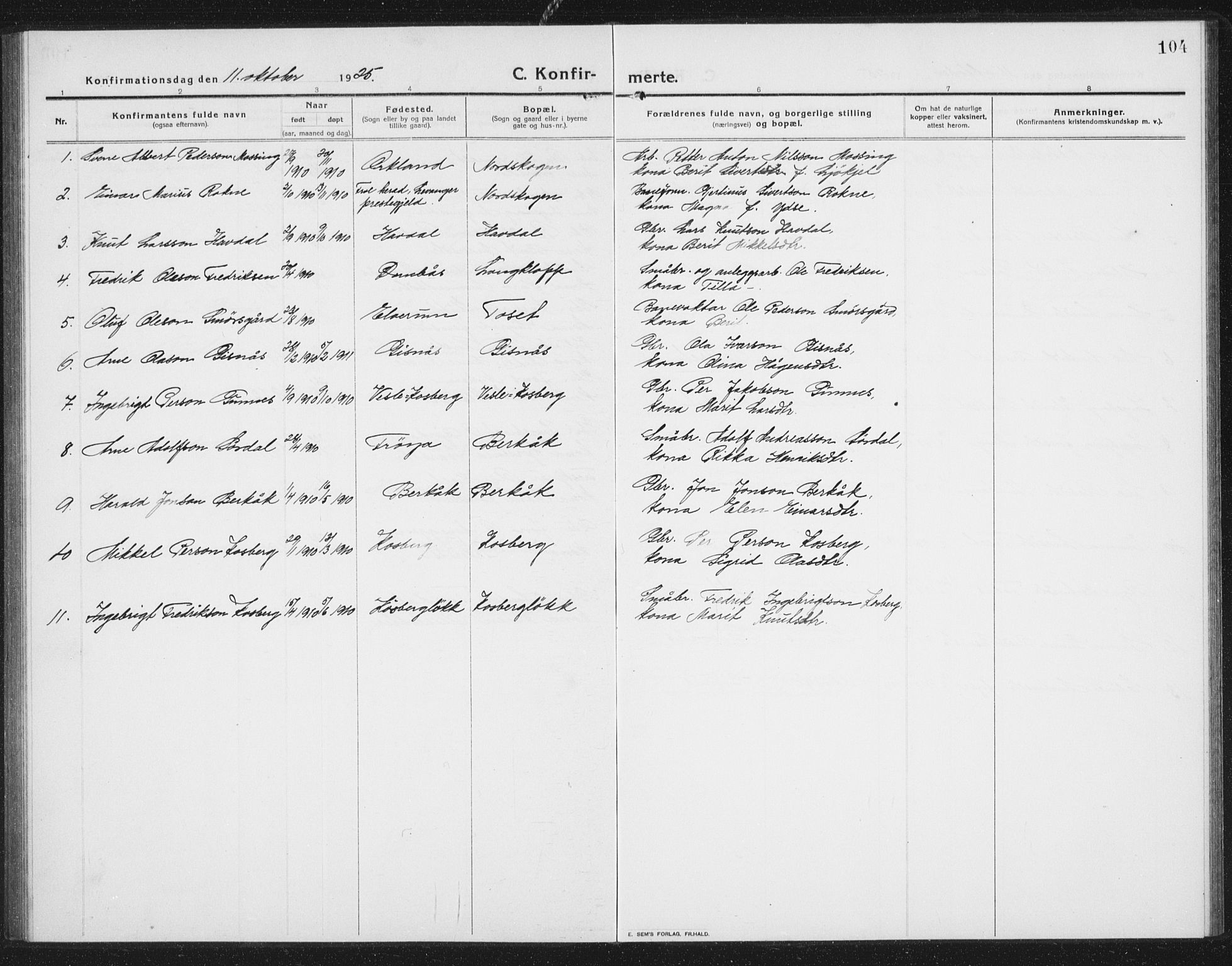 Ministerialprotokoller, klokkerbøker og fødselsregistre - Sør-Trøndelag, SAT/A-1456/675/L0888: Parish register (copy) no. 675C01, 1913-1935, p. 104