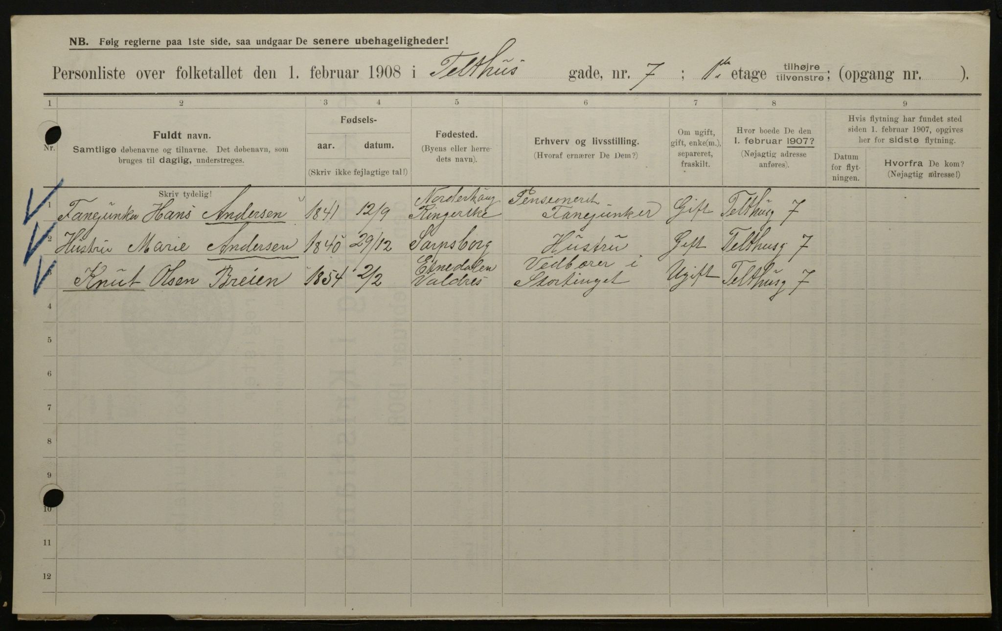OBA, Municipal Census 1908 for Kristiania, 1908, p. 96723