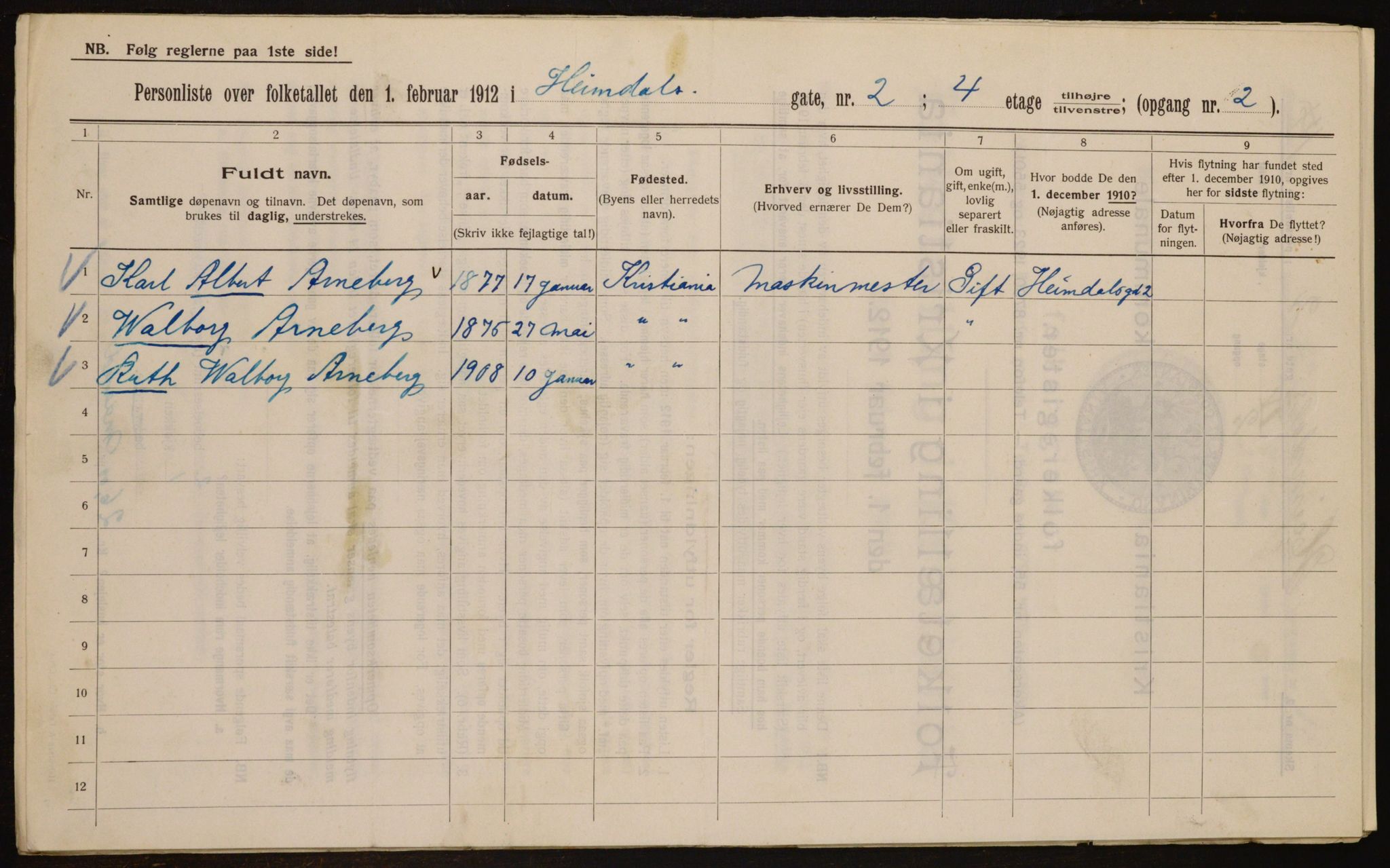 OBA, Municipal Census 1912 for Kristiania, 1912, p. 36980