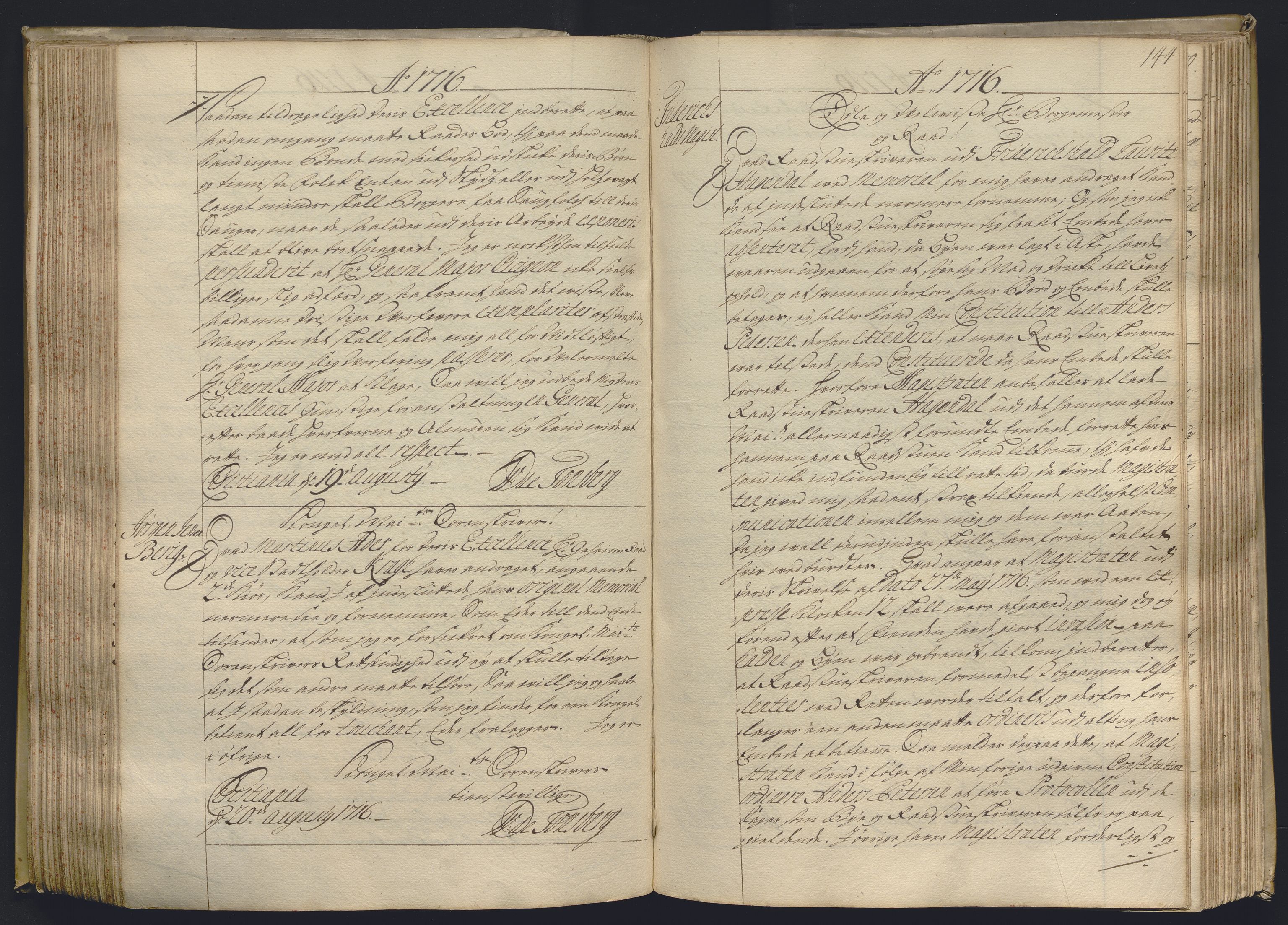 Kristiania stiftamt, AV/SAO-A-10386/B/Ba/L0004: Kopibok, 1715-1717, p. 143b-144a