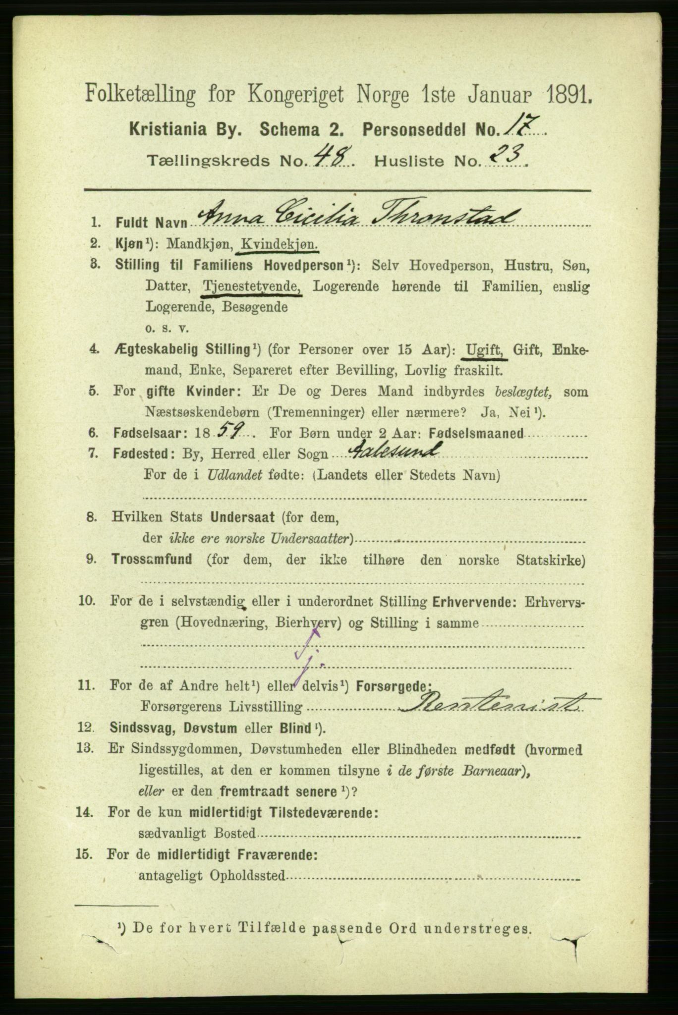 RA, 1891 census for 0301 Kristiania, 1891, p. 28501