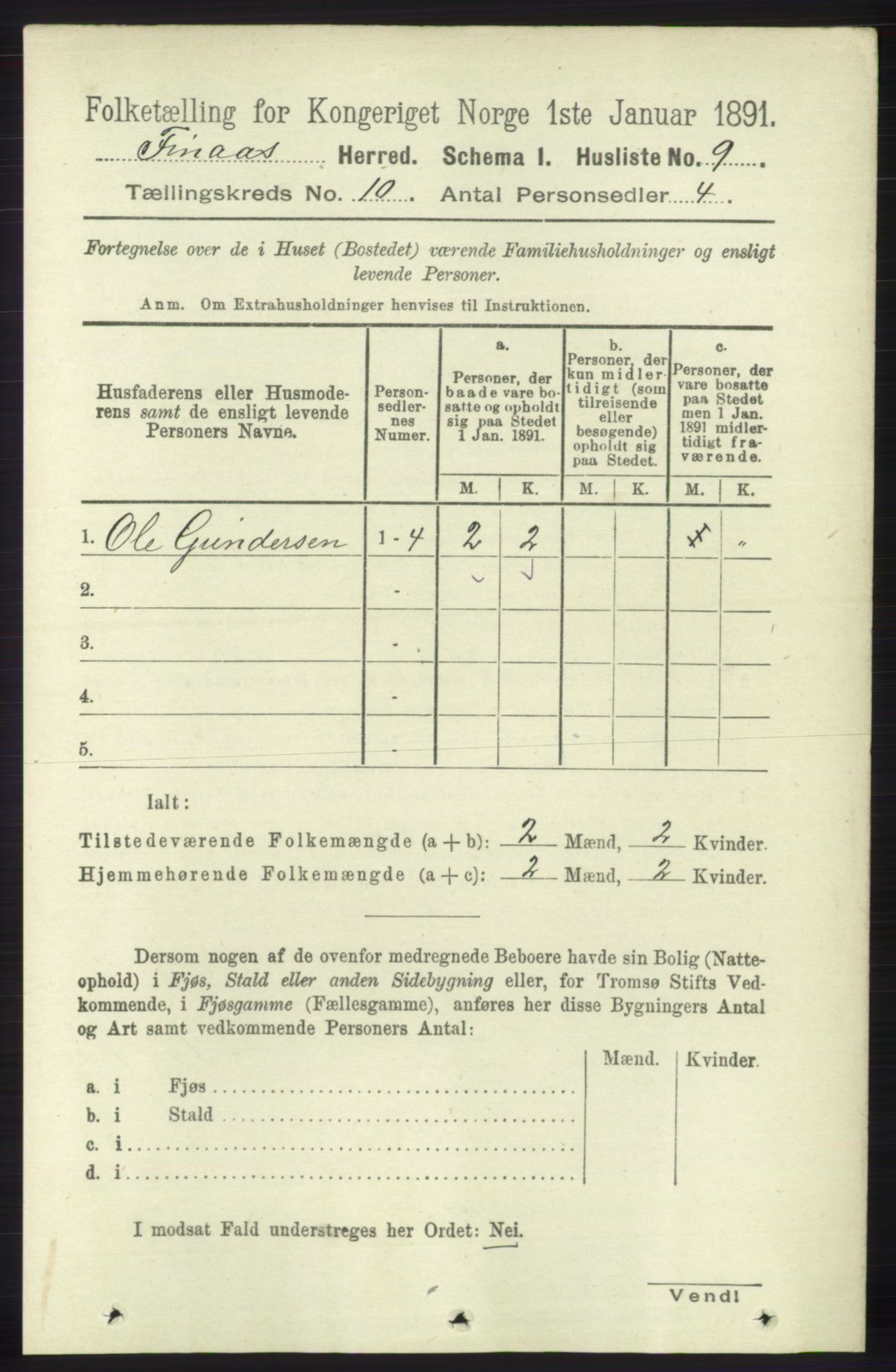 RA, 1891 census for 1218 Finnås, 1891, p. 4430