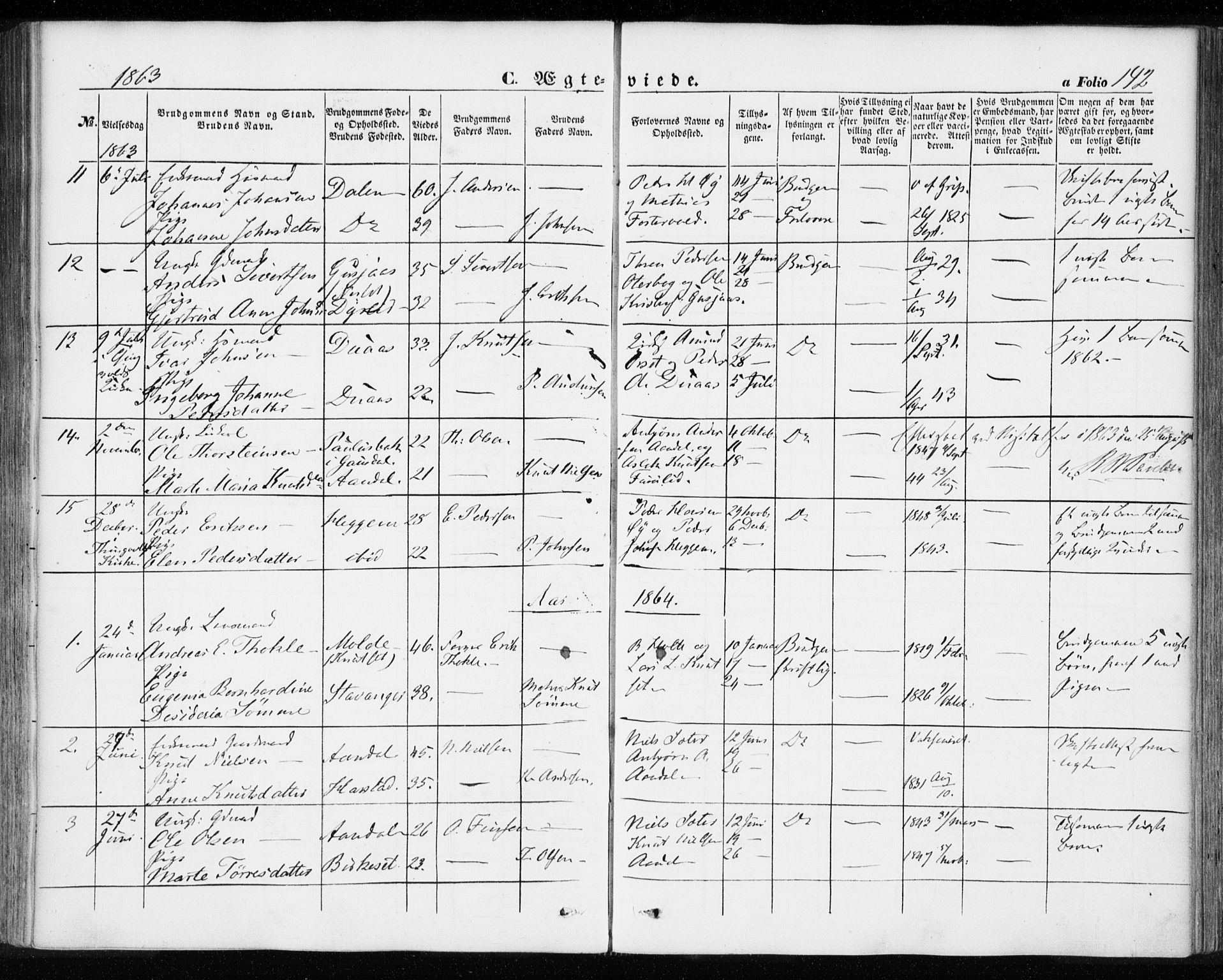Ministerialprotokoller, klokkerbøker og fødselsregistre - Møre og Romsdal, SAT/A-1454/584/L0965: Parish register (official) no. 584A05, 1857-1868, p. 142
