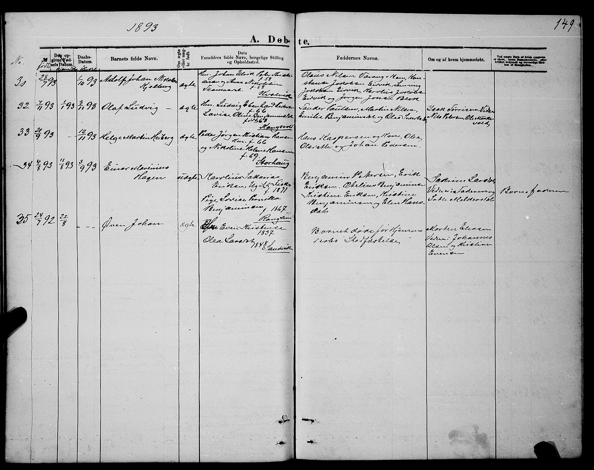 Ministerialprotokoller, klokkerbøker og fødselsregistre - Nordland, SAT/A-1459/841/L0620: Parish register (copy) no. 841C04, 1877-1896, p. 149