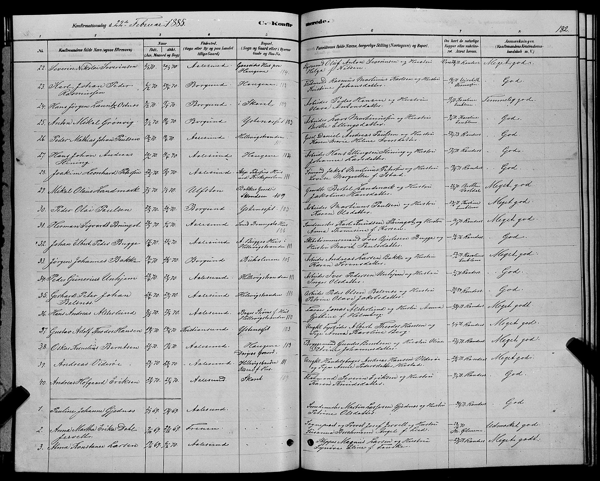 Ministerialprotokoller, klokkerbøker og fødselsregistre - Møre og Romsdal, SAT/A-1454/529/L0466: Parish register (copy) no. 529C03, 1878-1888, p. 182