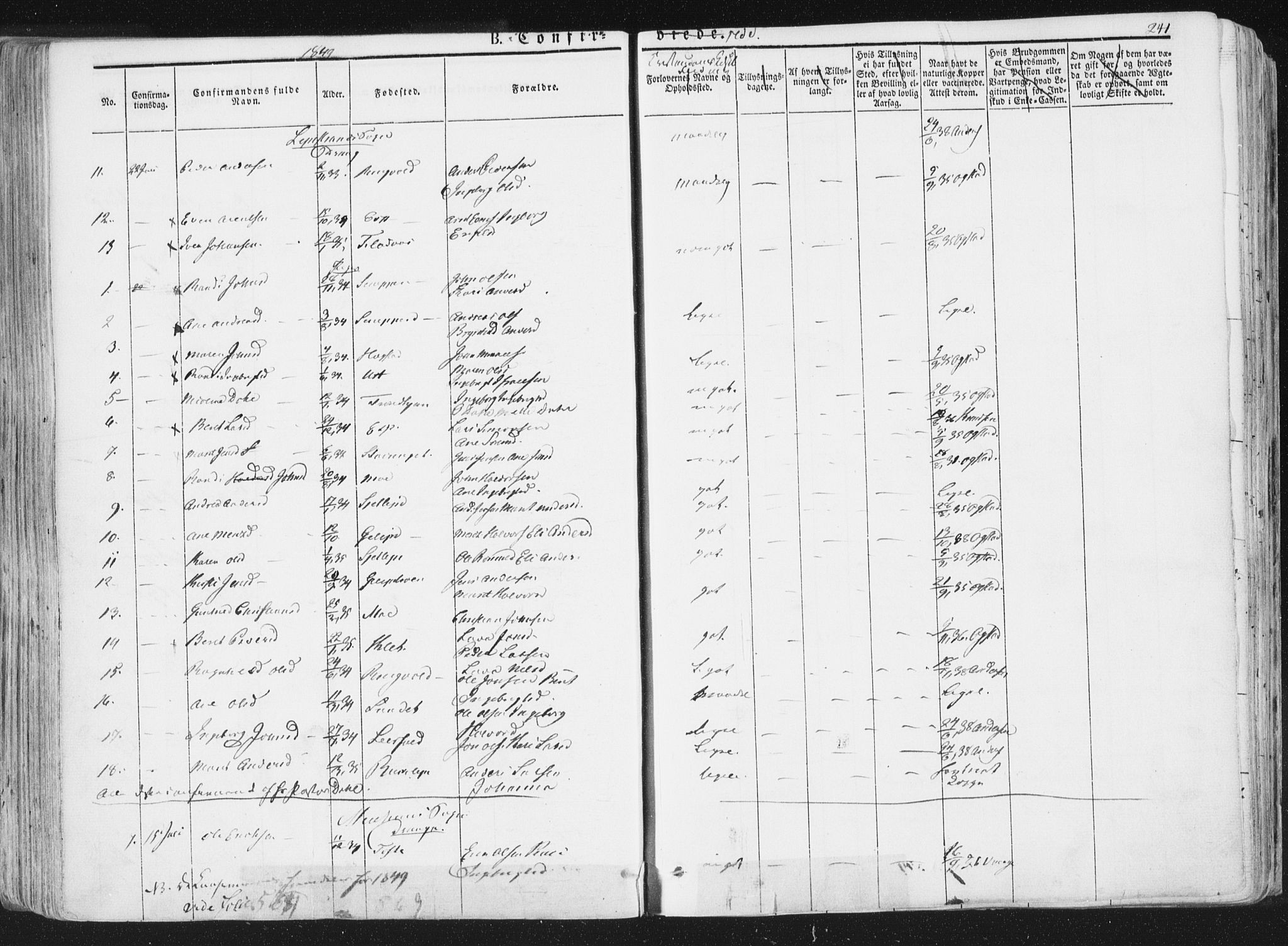 Ministerialprotokoller, klokkerbøker og fødselsregistre - Sør-Trøndelag, SAT/A-1456/691/L1074: Parish register (official) no. 691A06, 1842-1852, p. 241