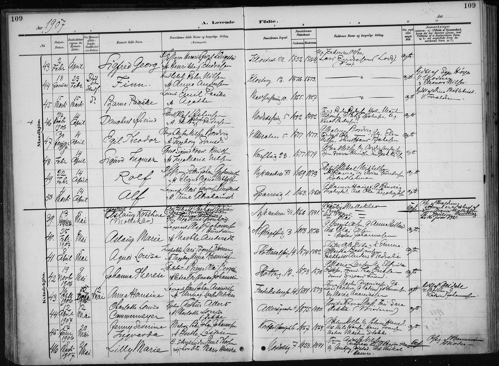 Nykirken Sokneprestembete, SAB/A-77101/H/Haa/L0019: Parish register (official) no. B 7, 1904-1916, p. 109