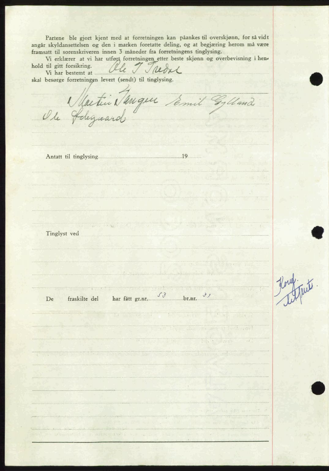 Nordmøre sorenskriveri, AV/SAT-A-4132/1/2/2Ca: Mortgage book no. A113, 1949-1950, Diary no: : 3496/1949