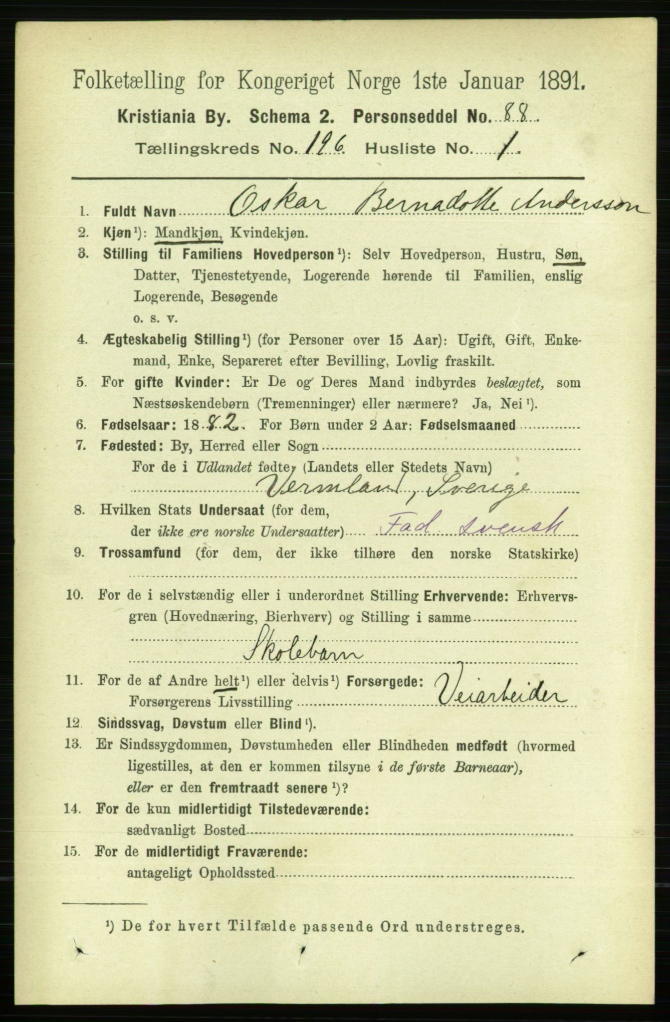 RA, 1891 census for 0301 Kristiania, 1891, p. 118180