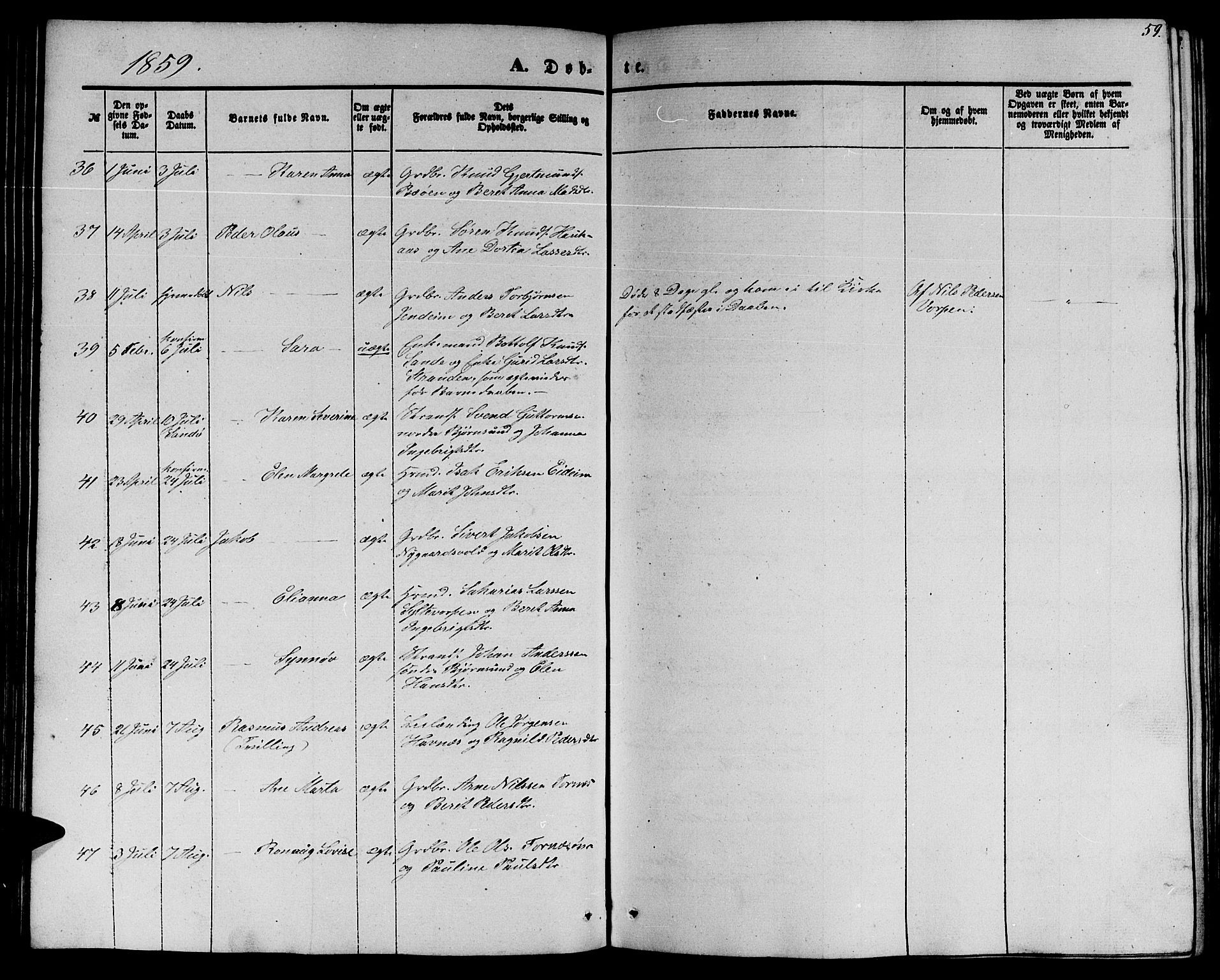 Ministerialprotokoller, klokkerbøker og fødselsregistre - Møre og Romsdal, AV/SAT-A-1454/565/L0753: Parish register (copy) no. 565C02, 1845-1870, p. 59