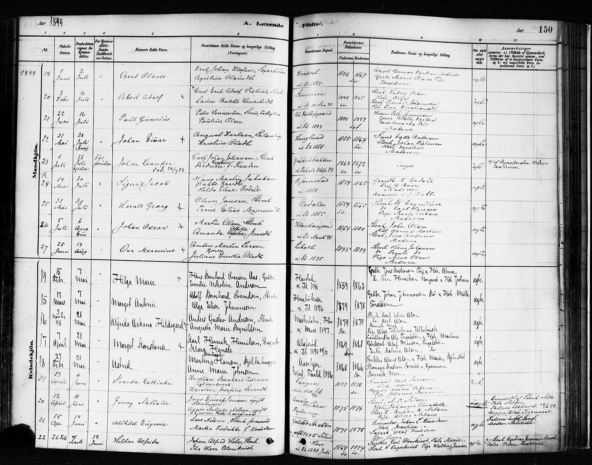 Idd prestekontor Kirkebøker, SAO/A-10911/F/Fc/L0006a: Parish register (official) no. III 6A, 1878-1903, p. 150