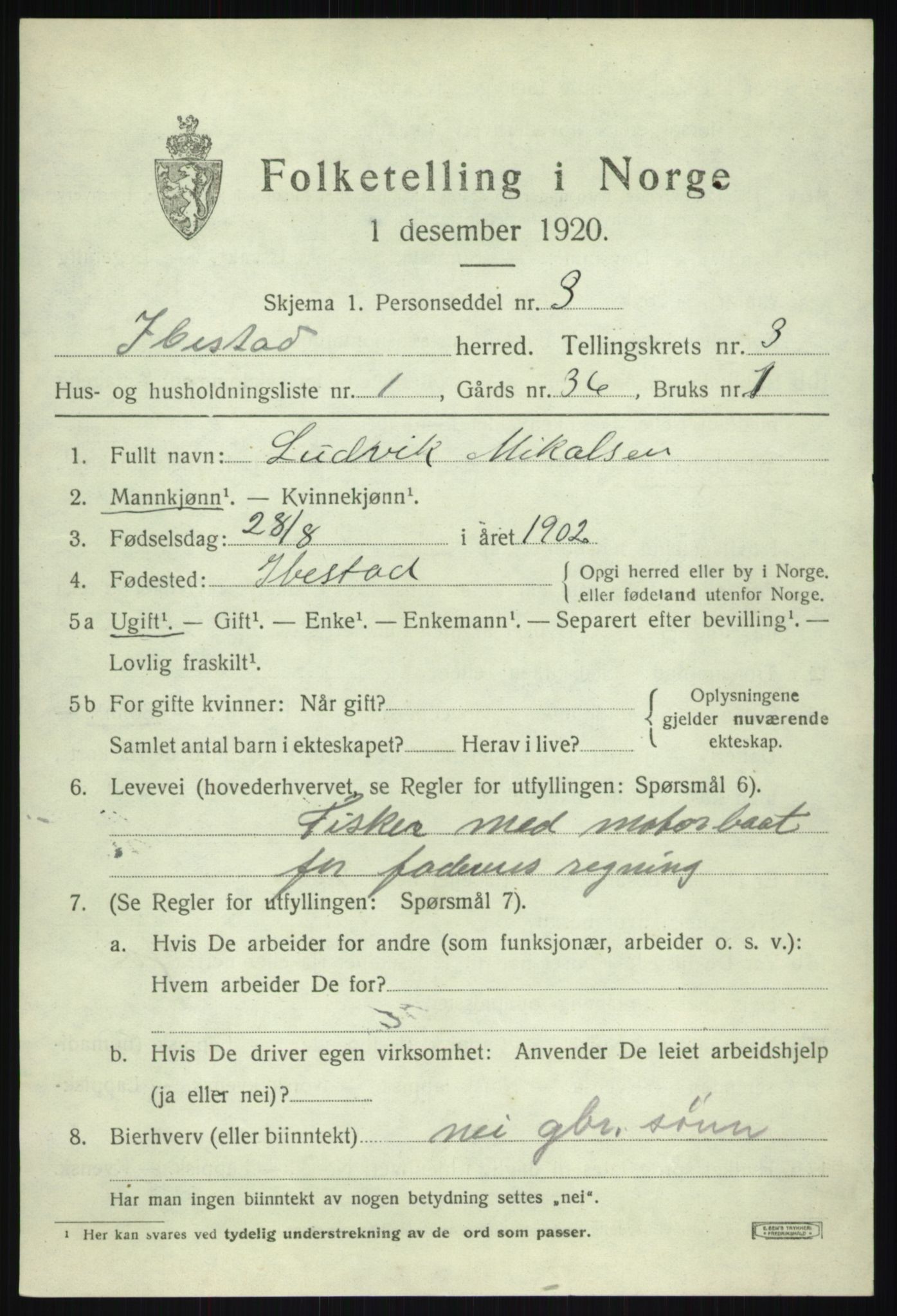 SATØ, 1920 census for Ibestad, 1920, p. 2758