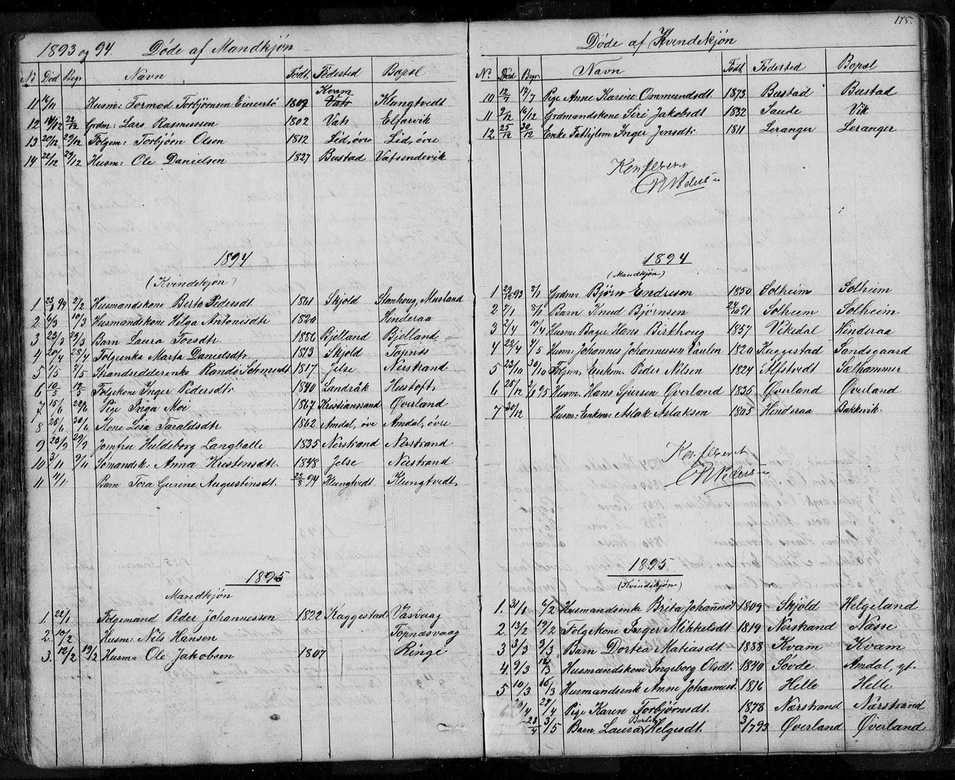 Nedstrand sokneprestkontor, SAST/A-101841/01/V: Parish register (copy) no. B 3, 1848-1933, p. 175