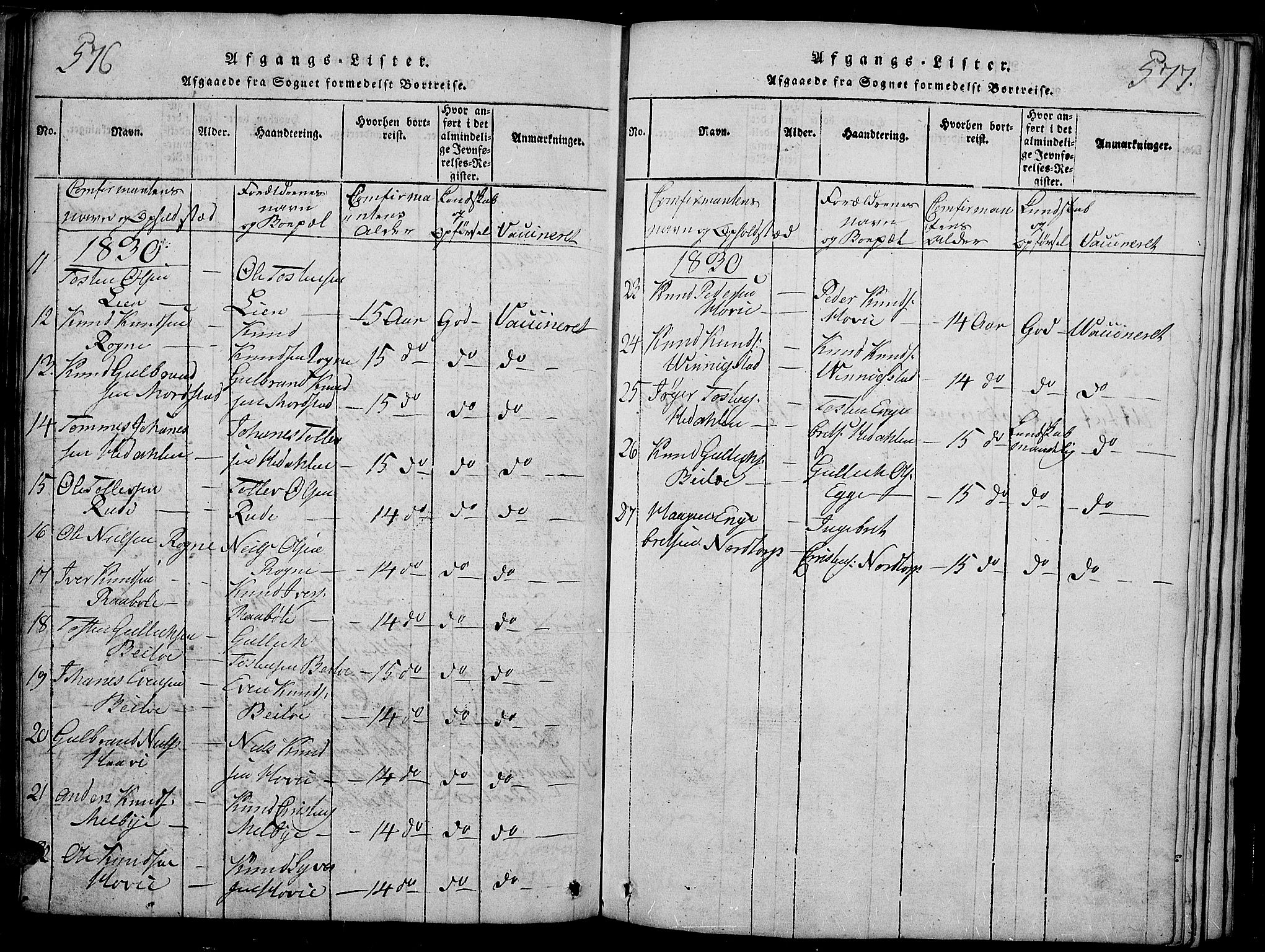 Slidre prestekontor, SAH/PREST-134/H/Ha/Haa/L0002: Parish register (official) no. 2, 1814-1830, p. 576-577
