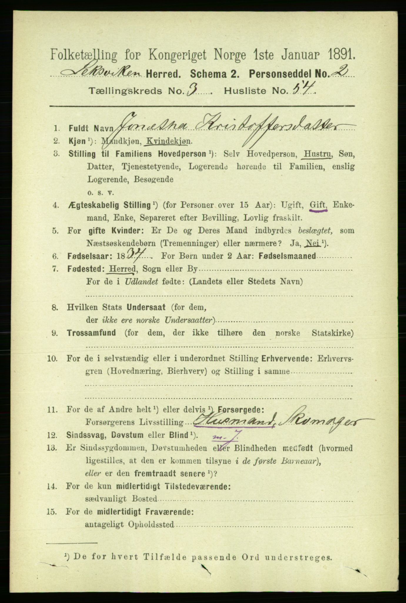 RA, 1891 census for 1718 Leksvik, 1891, p. 1483