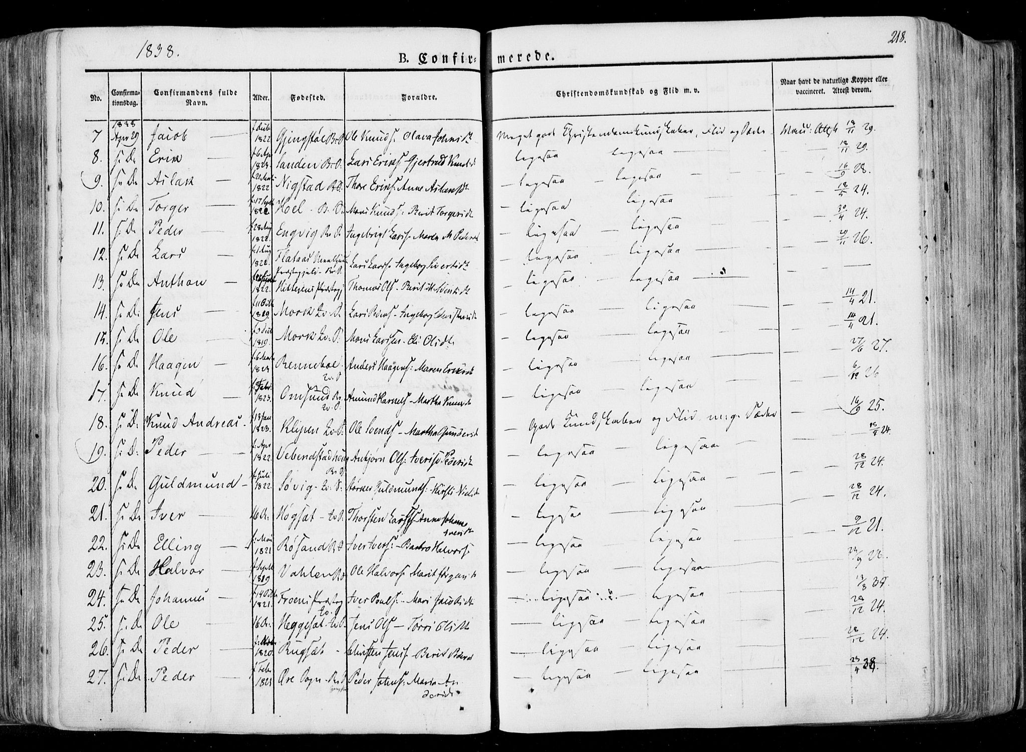 Ministerialprotokoller, klokkerbøker og fødselsregistre - Møre og Romsdal, AV/SAT-A-1454/568/L0803: Parish register (official) no. 568A10, 1830-1853, p. 218