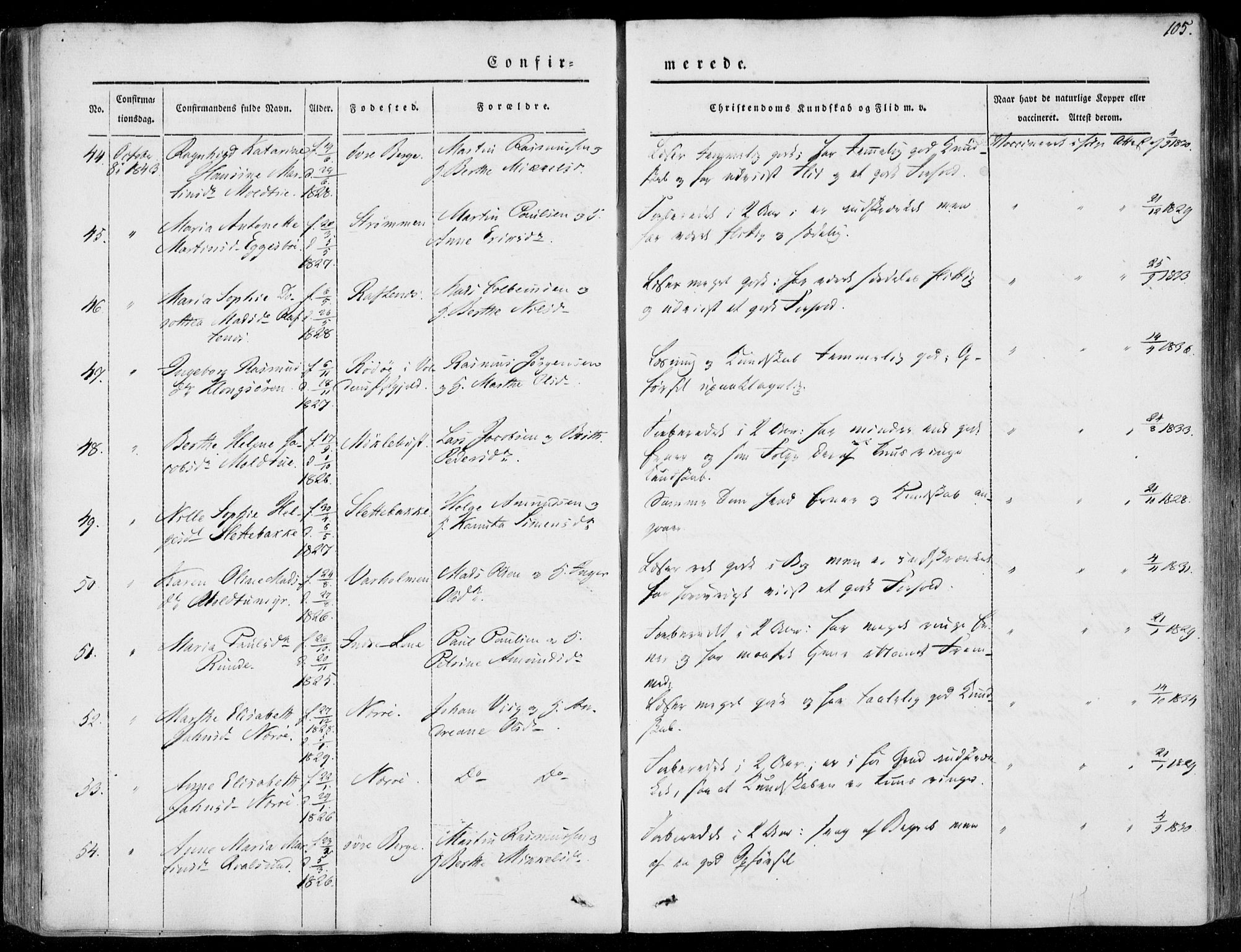 Ministerialprotokoller, klokkerbøker og fødselsregistre - Møre og Romsdal, AV/SAT-A-1454/507/L0070: Parish register (official) no. 507A05, 1842-1873, p. 105