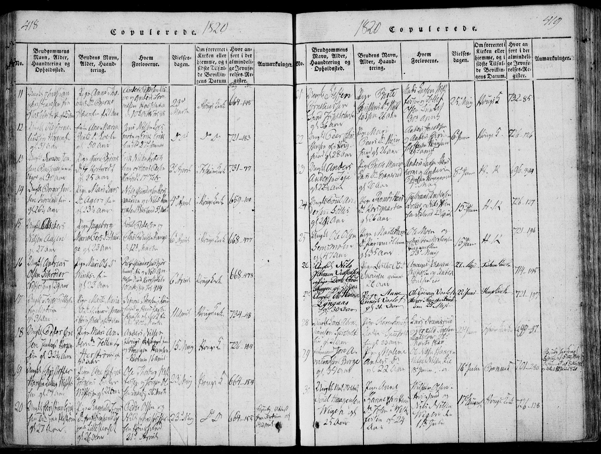 Eiker kirkebøker, SAKO/A-4/F/Fa/L0011: Parish register (official) no. I 11, 1814-1827, p. 418-419