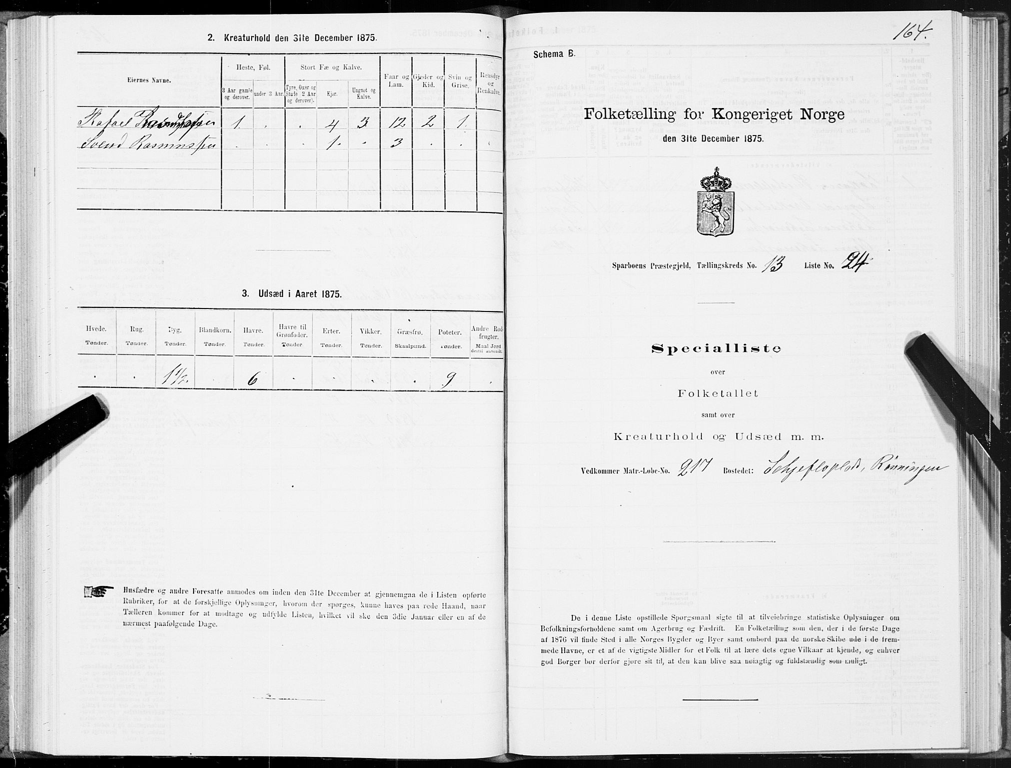 SAT, 1875 census for 1731P Sparbu, 1875, p. 5164