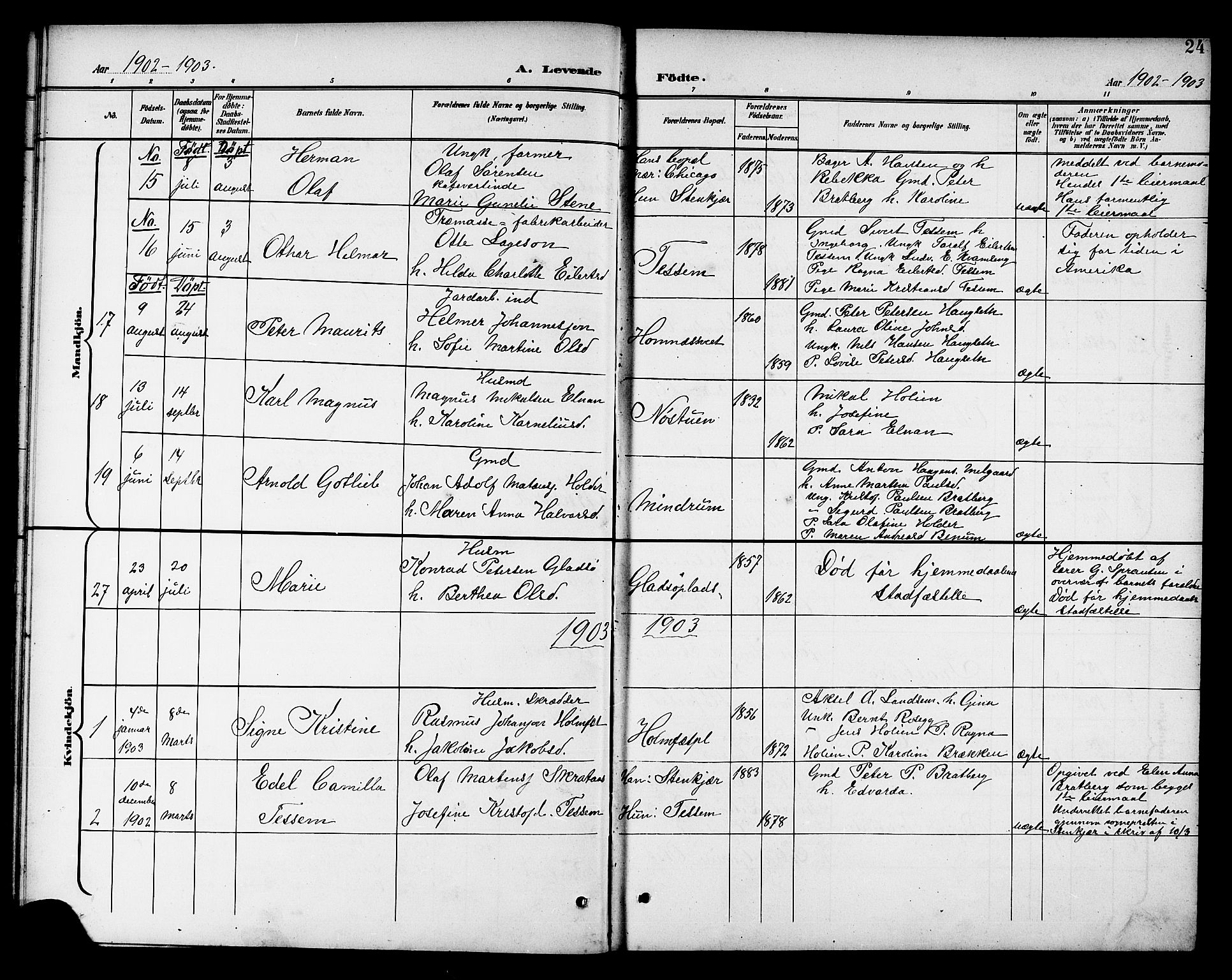 Ministerialprotokoller, klokkerbøker og fødselsregistre - Nord-Trøndelag, SAT/A-1458/741/L0401: Parish register (copy) no. 741C02, 1899-1911, p. 24