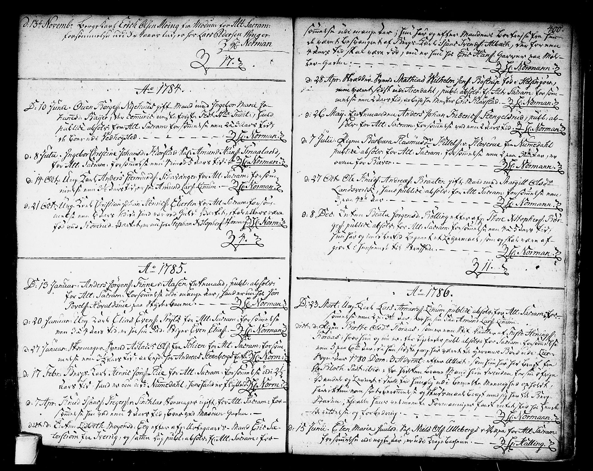 Kongsberg kirkebøker, SAKO/A-22/F/Fa/L0006: Parish register (official) no. I 6, 1783-1797, p. 400