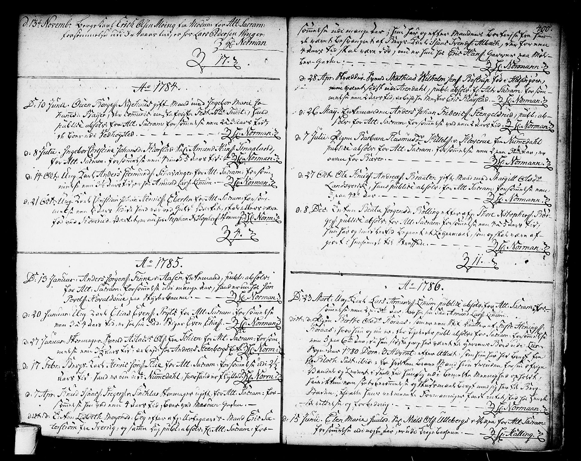 Kongsberg kirkebøker, AV/SAKO-A-22/F/Fa/L0006: Parish register (official) no. I 6, 1783-1797, p. 400