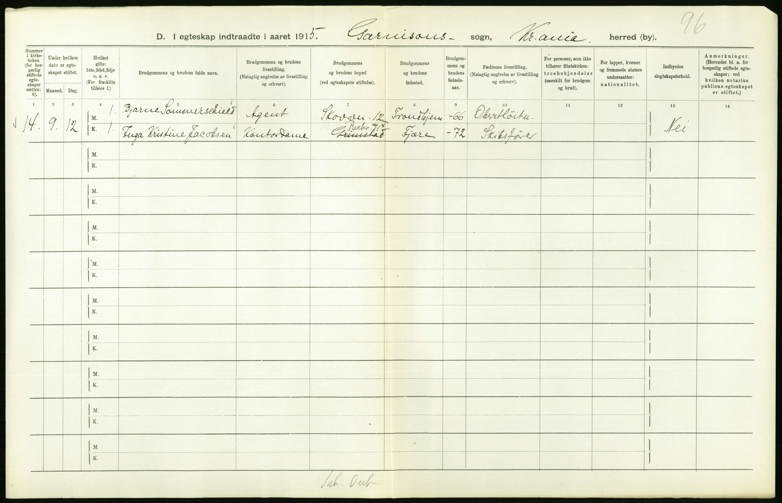 Statistisk sentralbyrå, Sosiodemografiske emner, Befolkning, AV/RA-S-2228/D/Df/Dfb/Dfbe/L0008: Kristiania: Gifte., 1915, p. 640