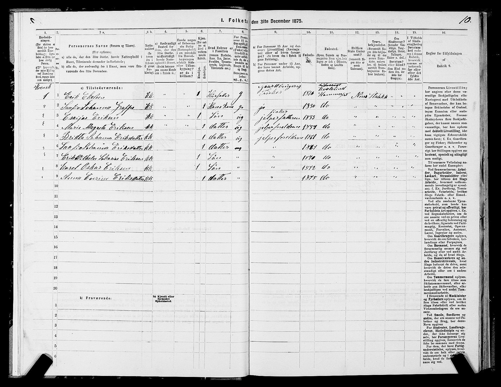 SATØ, 1875 census for 2016L Hammerfest/Hammerfest og Kvalsund, 1875, p. 2010