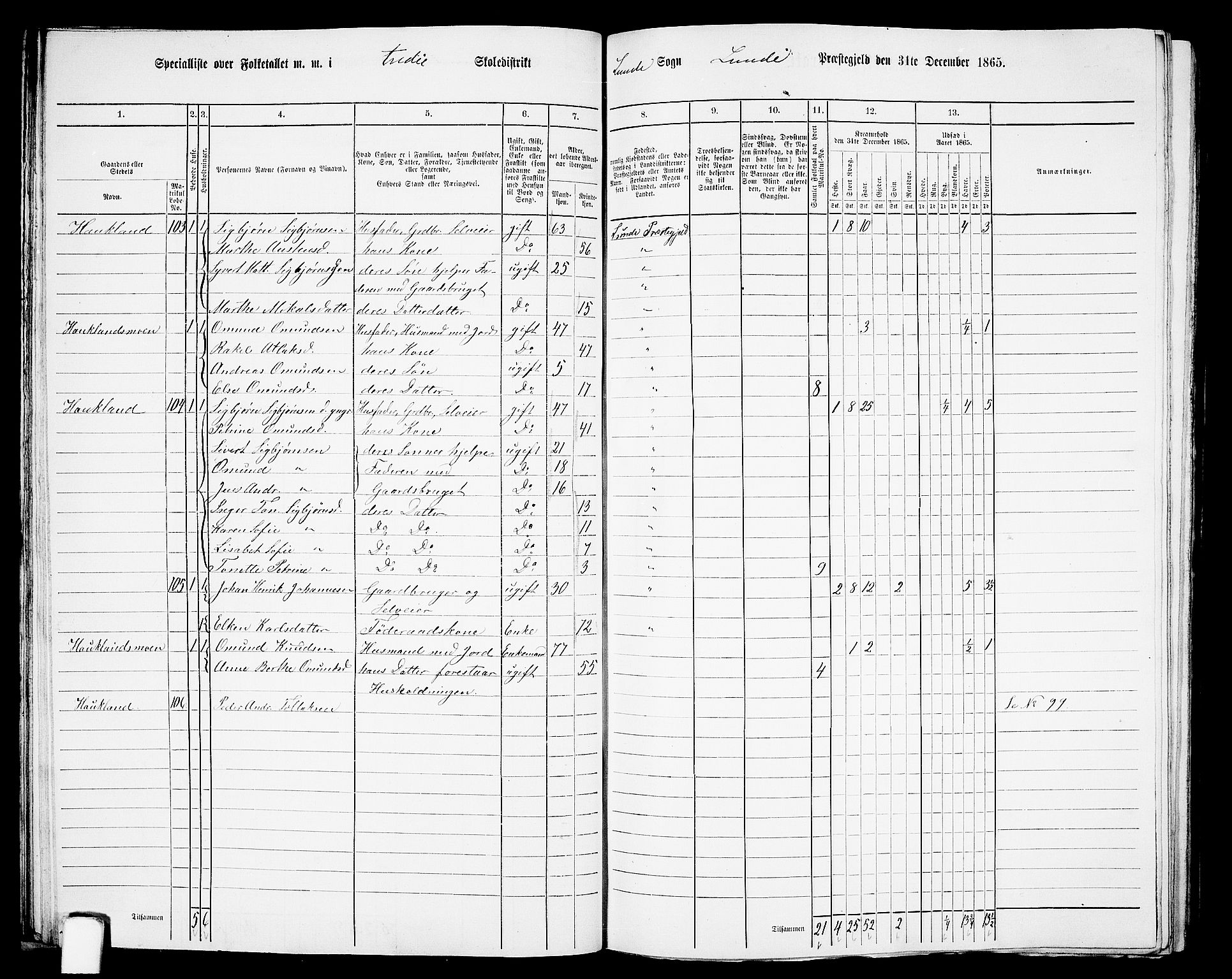 RA, 1865 census for Lund, 1865, p. 39