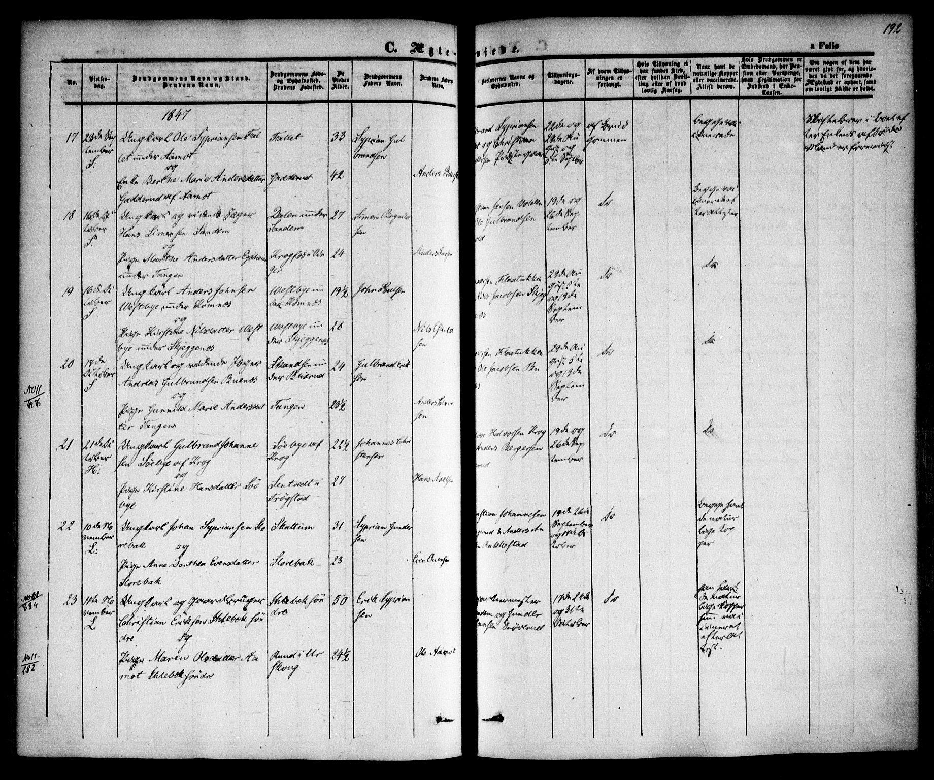 Høland prestekontor Kirkebøker, AV/SAO-A-10346a/F/Fa/L0009: Parish register (official) no. I 9, 1846-1853, p. 192