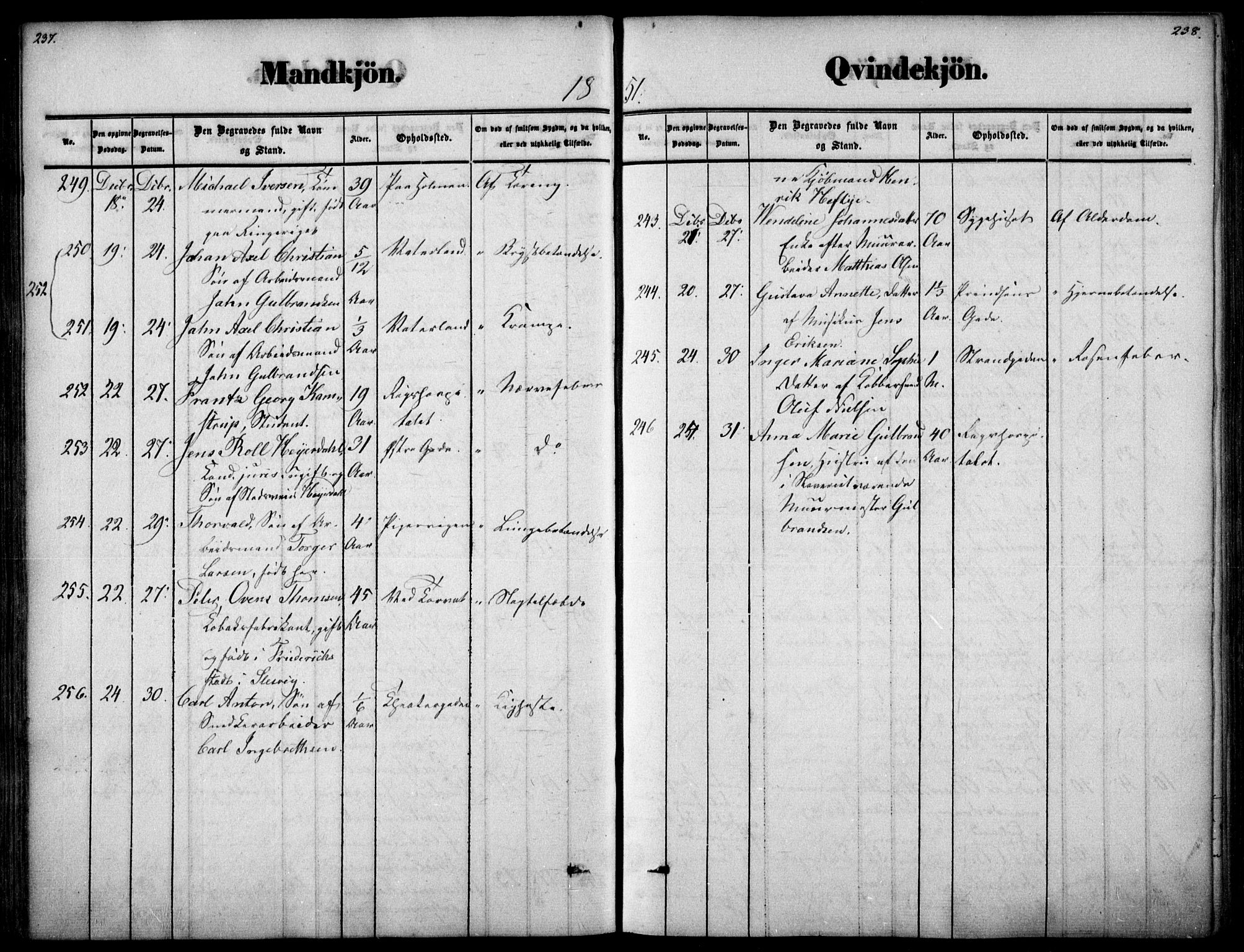 Oslo domkirke Kirkebøker, SAO/A-10752/F/Fa/L0025: Parish register (official) no. 25, 1847-1867, p. 237-238