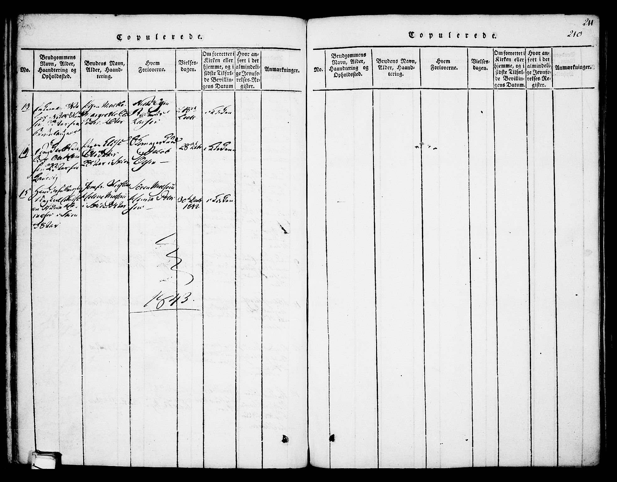 Skien kirkebøker, SAKO/A-302/F/Fa/L0005: Parish register (official) no. 5, 1814-1843, p. 210