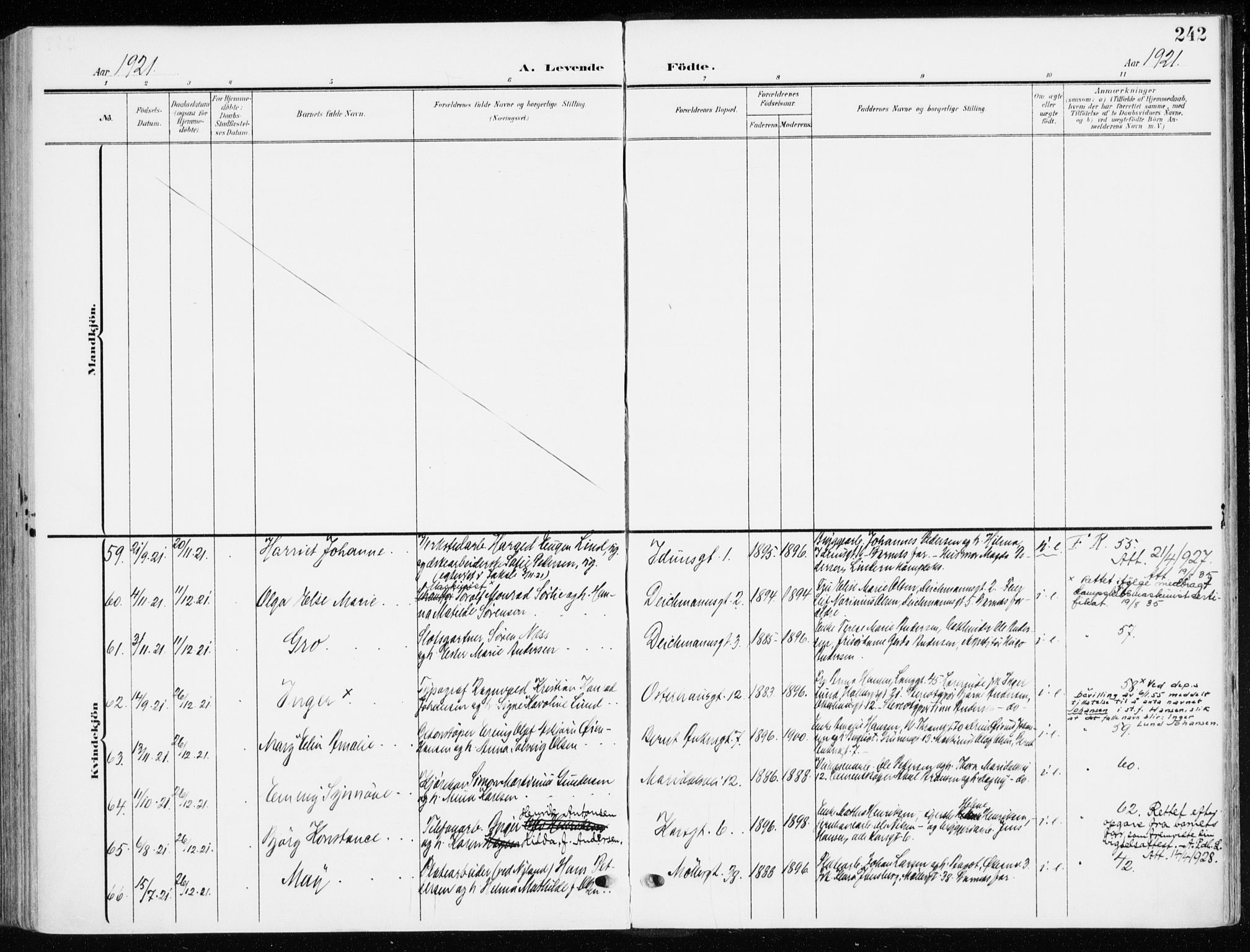 Jakob prestekontor Kirkebøker, SAO/A-10850/F/Fa/L0005b: Parish register (official) no. 5b, 1904-1922, p. 242