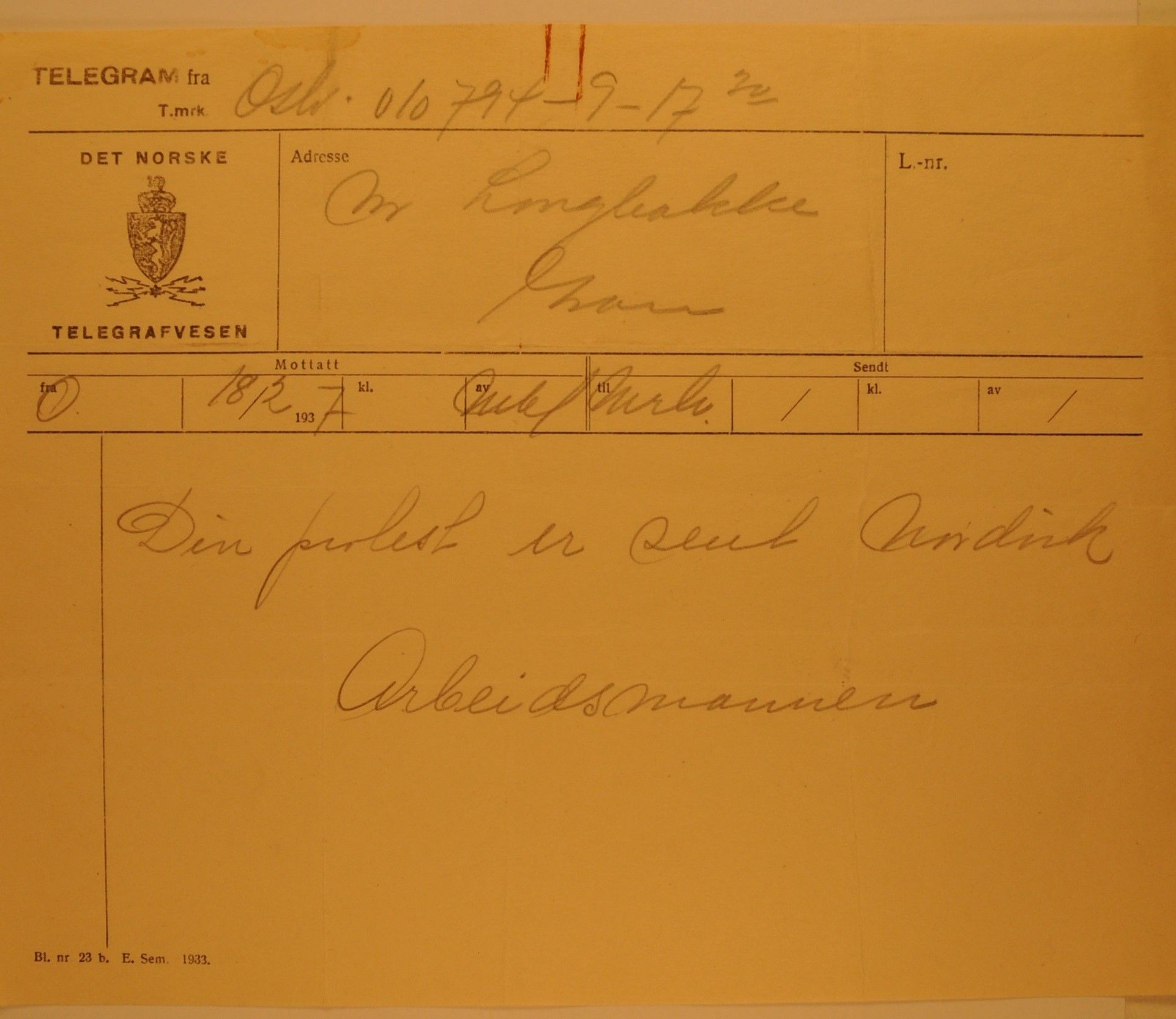 Hadeland Veiarbeiderforening, OARM/H-A-00304/D/Da/L0001/0007: Sakspapirer / Sakspapirer, 1937
