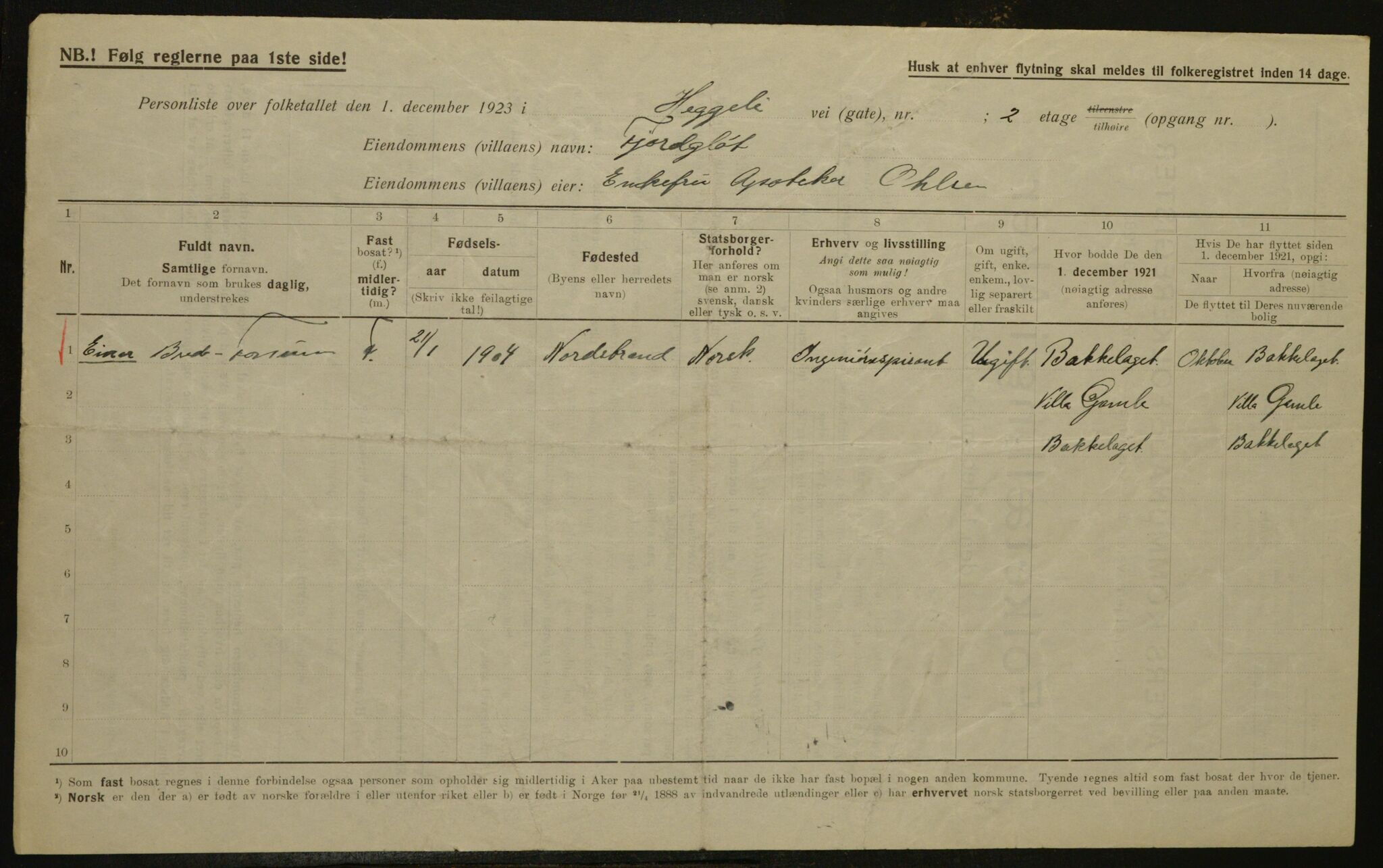 , Municipal Census 1923 for Aker, 1923, p. 2346