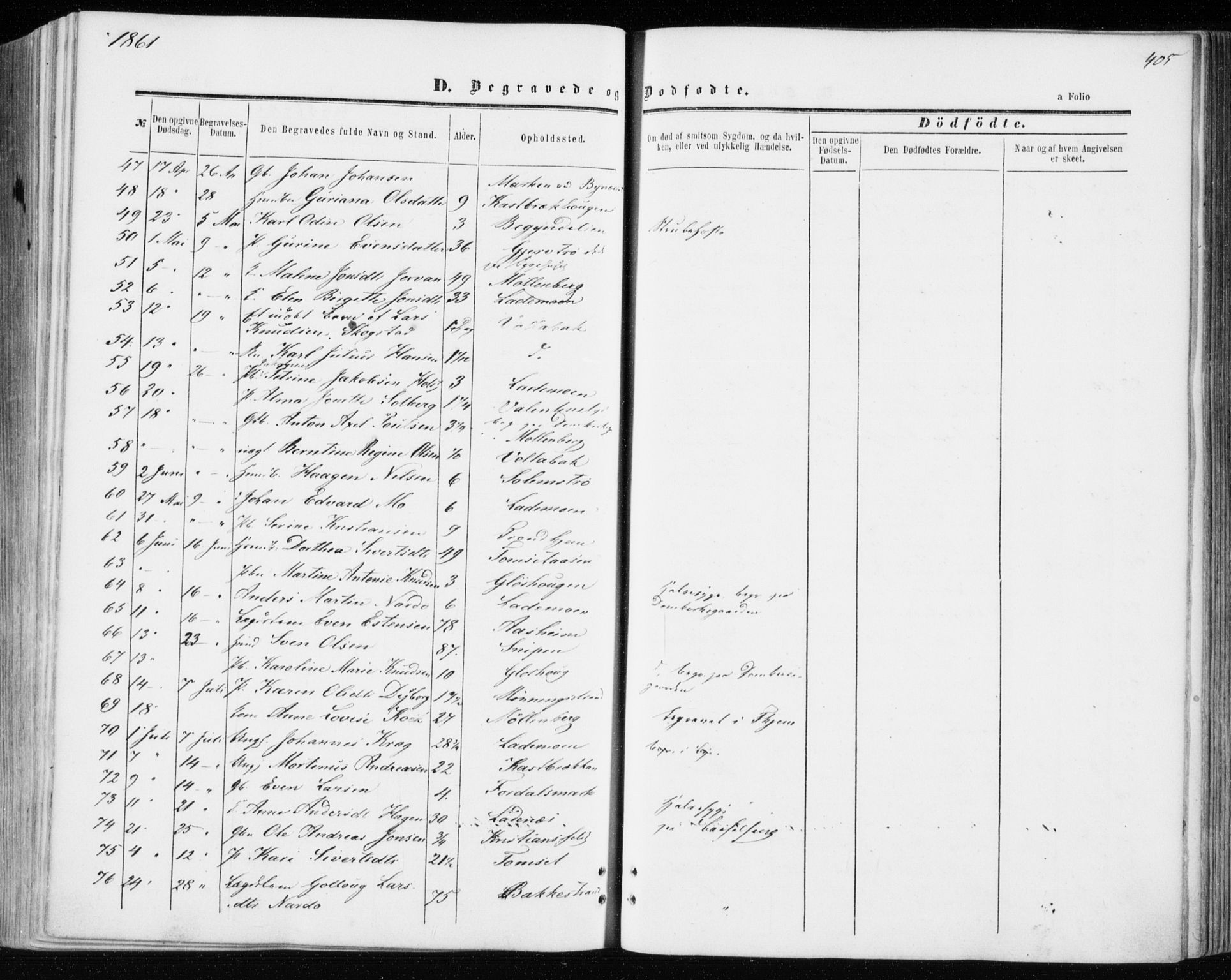 Ministerialprotokoller, klokkerbøker og fødselsregistre - Sør-Trøndelag, AV/SAT-A-1456/606/L0292: Parish register (official) no. 606A07, 1856-1865, p. 405