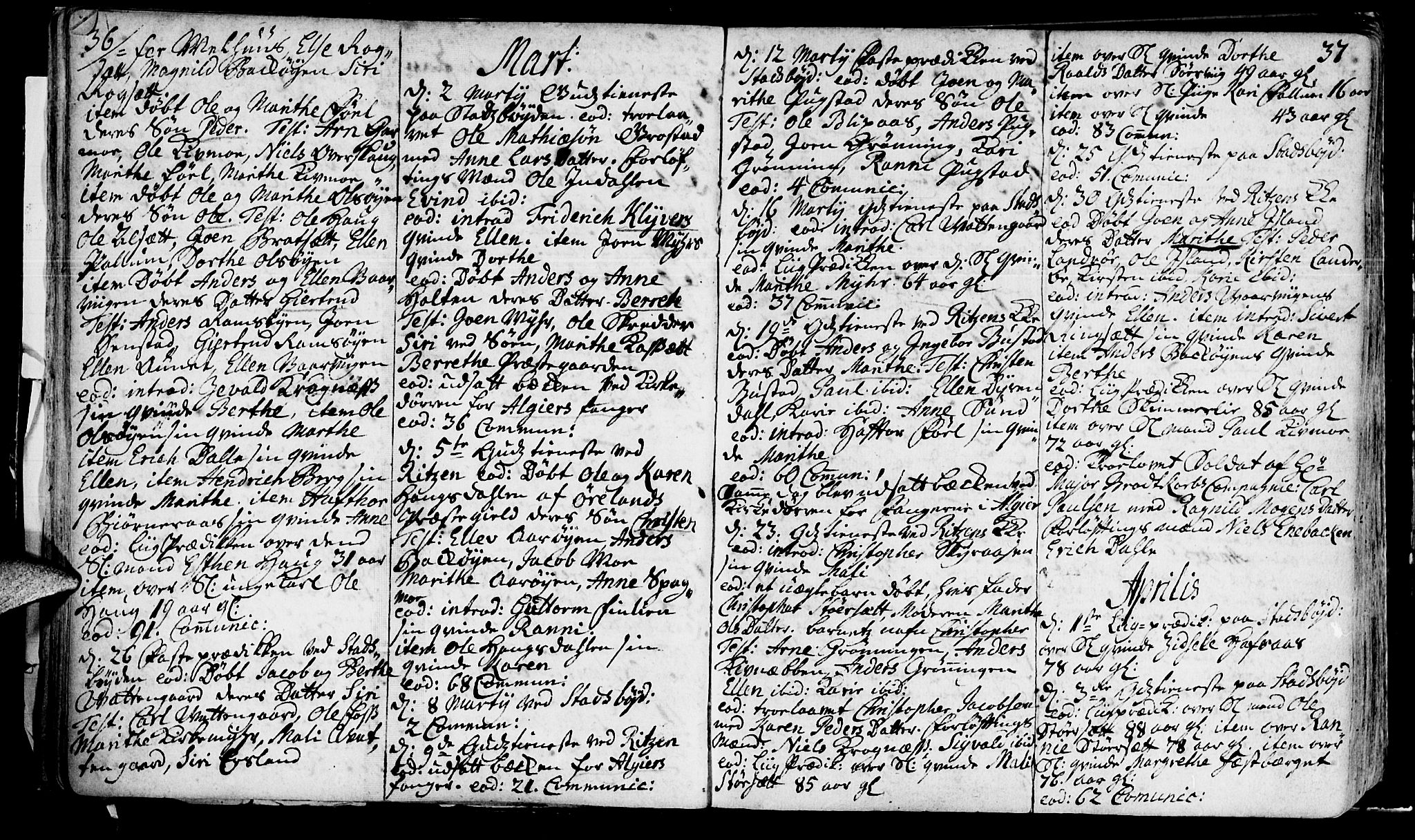 Ministerialprotokoller, klokkerbøker og fødselsregistre - Sør-Trøndelag, SAT/A-1456/646/L0604: Parish register (official) no. 646A02, 1735-1750, p. 36-37