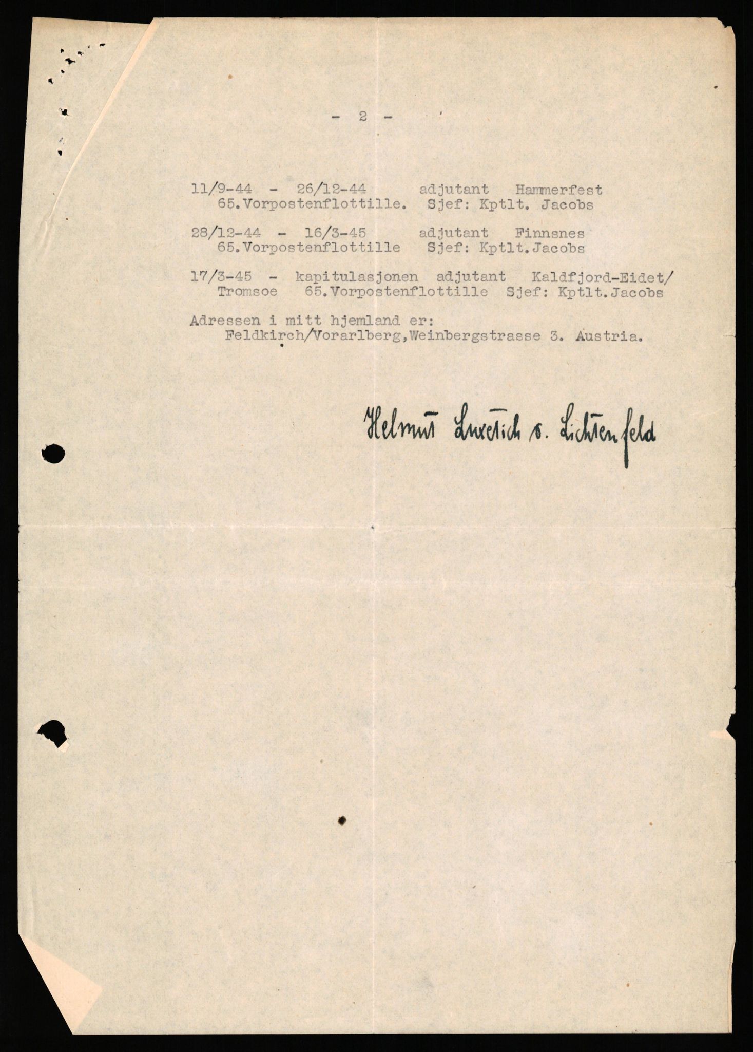 Forsvaret, Forsvarets overkommando II, AV/RA-RAFA-3915/D/Db/L0039: CI Questionaires. Tyske okkupasjonsstyrker i Norge. Østerrikere., 1945-1946, p. 303