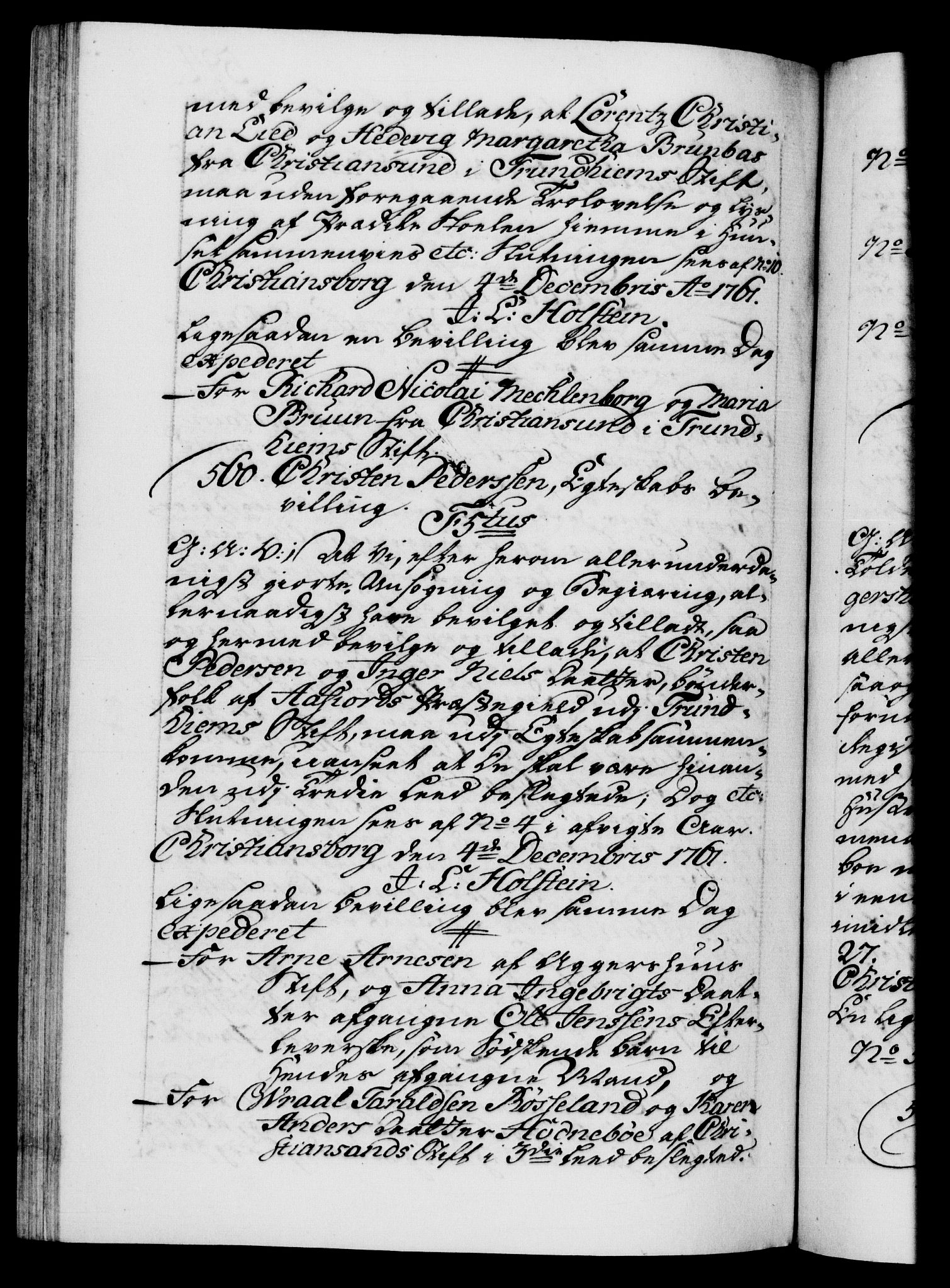 Danske Kanselli 1572-1799, AV/RA-EA-3023/F/Fc/Fca/Fcaa/L0041: Norske registre, 1760-1762, p. 594b