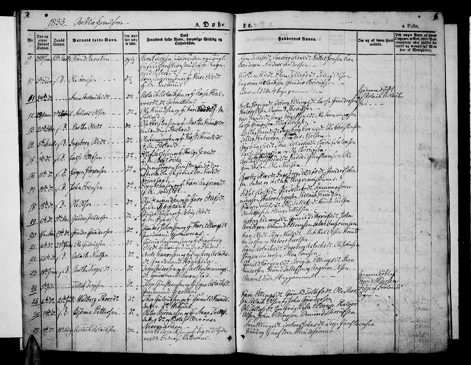 Åmli sokneprestkontor, AV/SAK-1111-0050/F/Fa/Fac/L0007: Parish register (official) no. A 7 /1, 1829-1851, p. 9