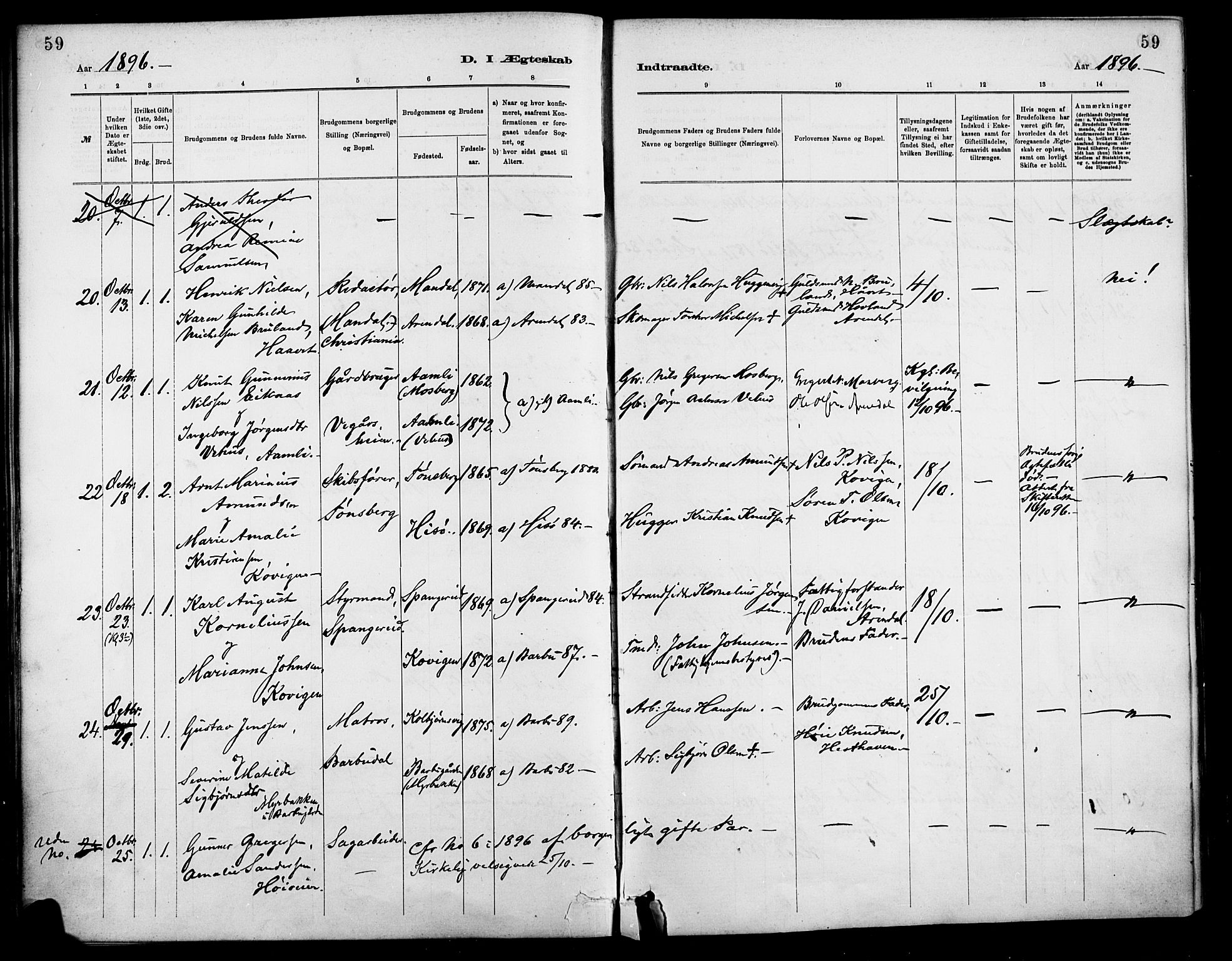 Barbu sokneprestkontor, AV/SAK-1111-0003/F/Fa/L0003: Parish register (official) no. A 3, 1883-1898, p. 59