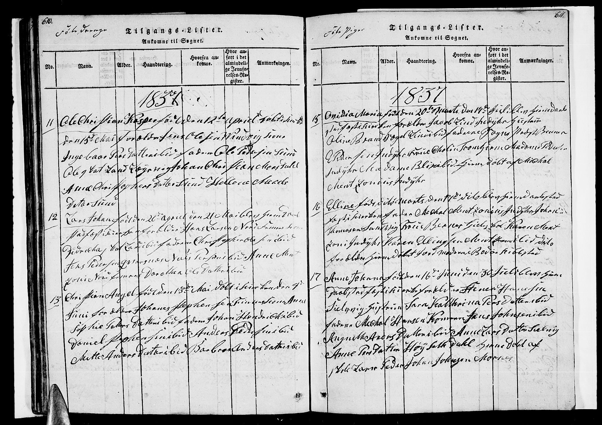 Ministerialprotokoller, klokkerbøker og fødselsregistre - Nordland, AV/SAT-A-1459/805/L0105: Parish register (copy) no. 805C01, 1820-1839, p. 610-611