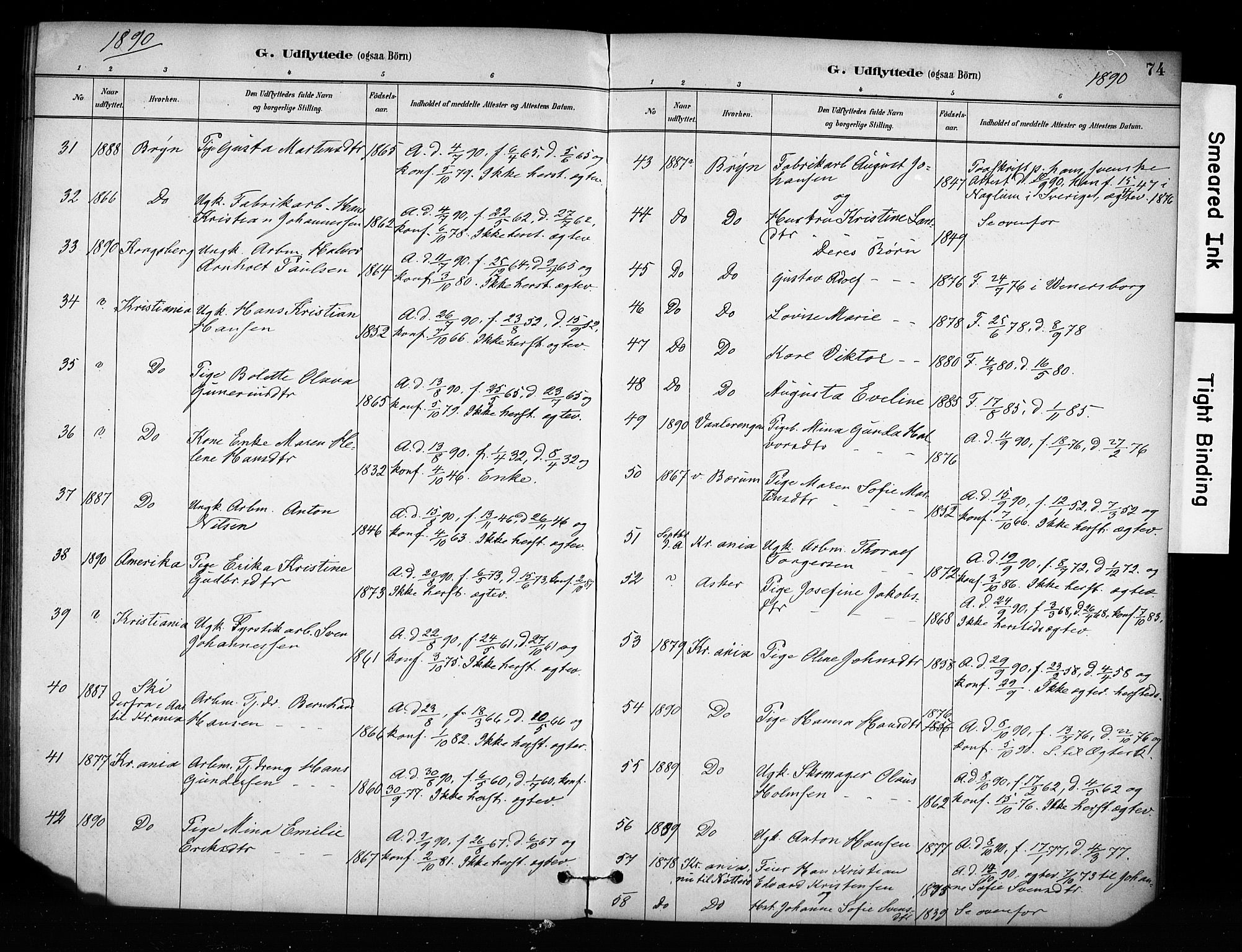 Enebakk prestekontor Kirkebøker, SAO/A-10171c/F/Fa/L0017: Parish register (official) no. I 17, 1881-1919, p. 74