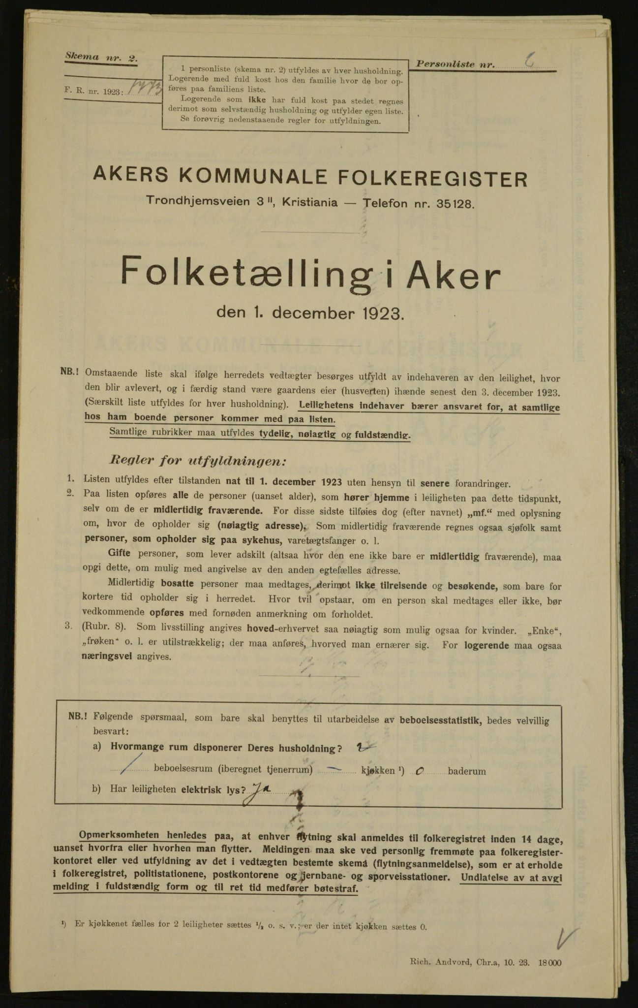 , Municipal Census 1923 for Aker, 1923, p. 33778