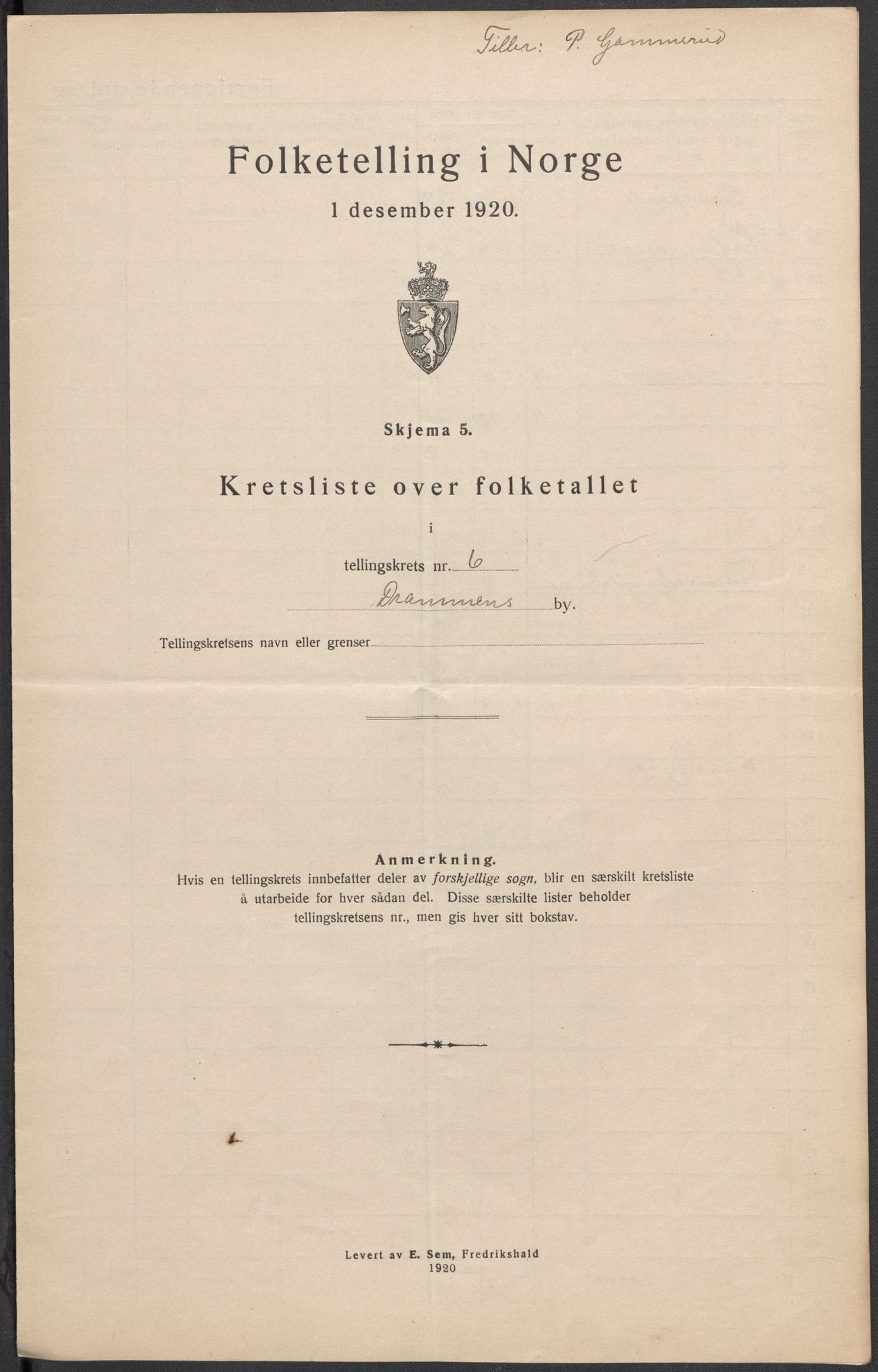 SAKO, 1920 census for Drammen, 1920, p. 49